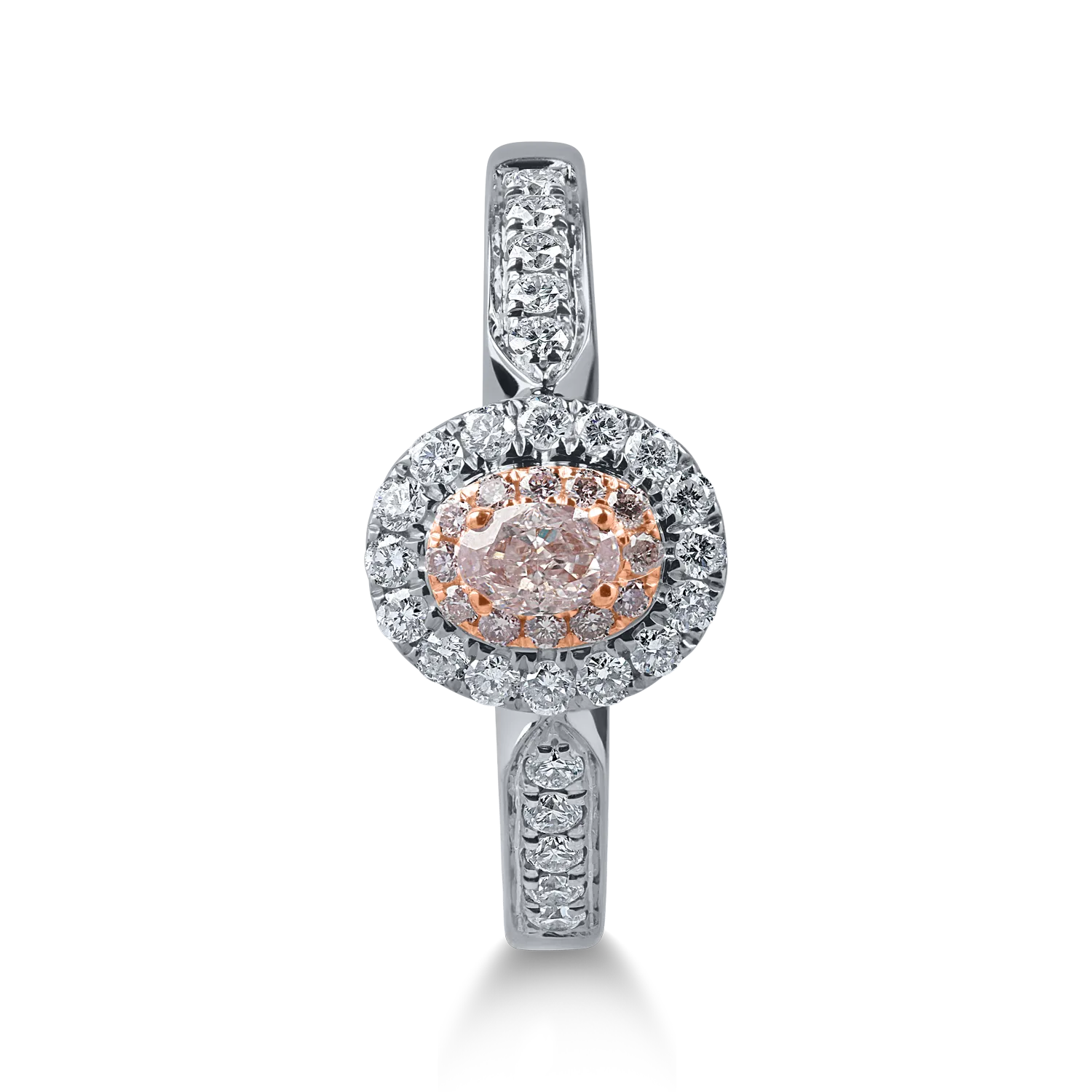 Inel din aur alb-roz cu diamante transparente de 0.34ct si diamante roz de 0.21ct