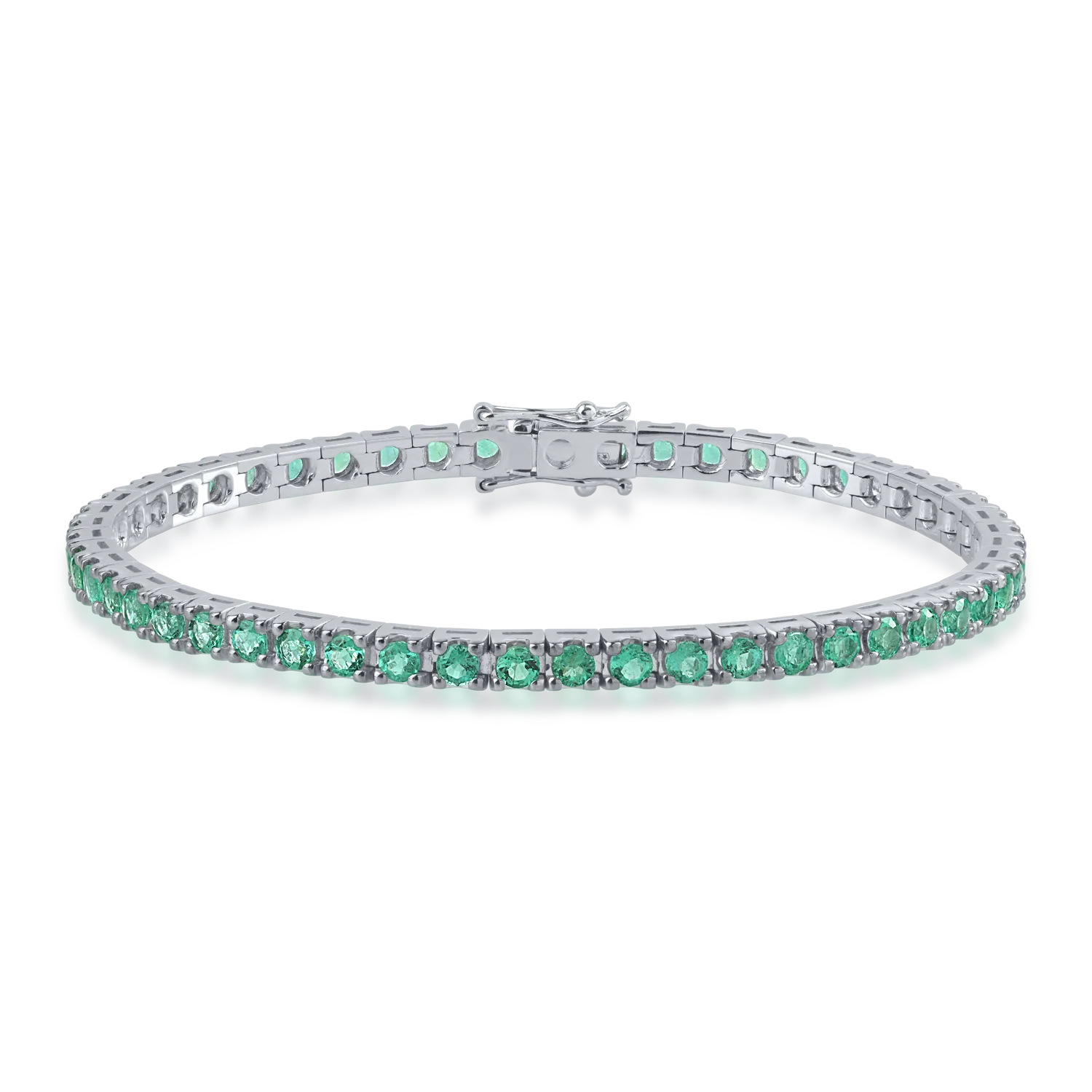 White gold tennis bracelet with 3.65ct emeralds
