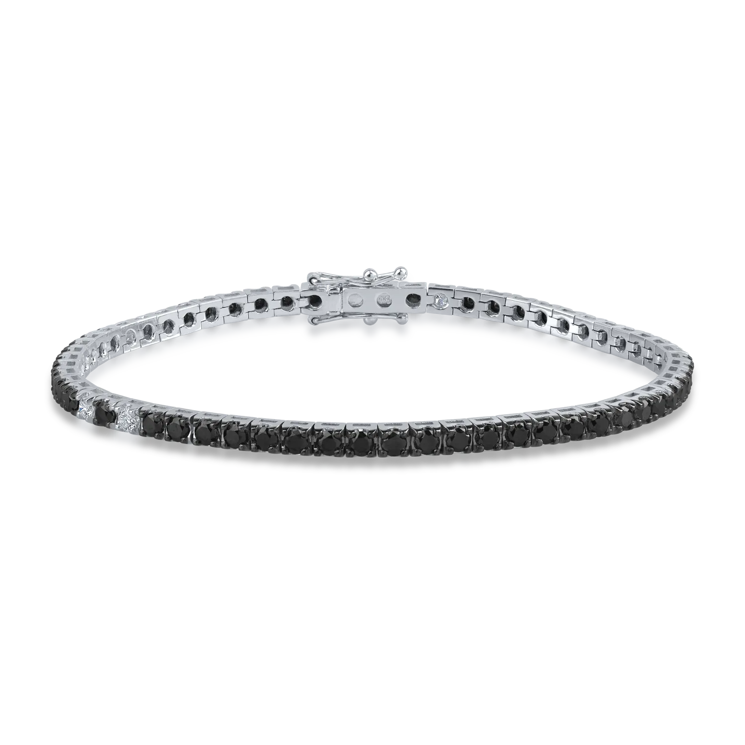 White-black gold tennis bracelet with 3.2ct black diamonds and 0.25ct clear diamonds