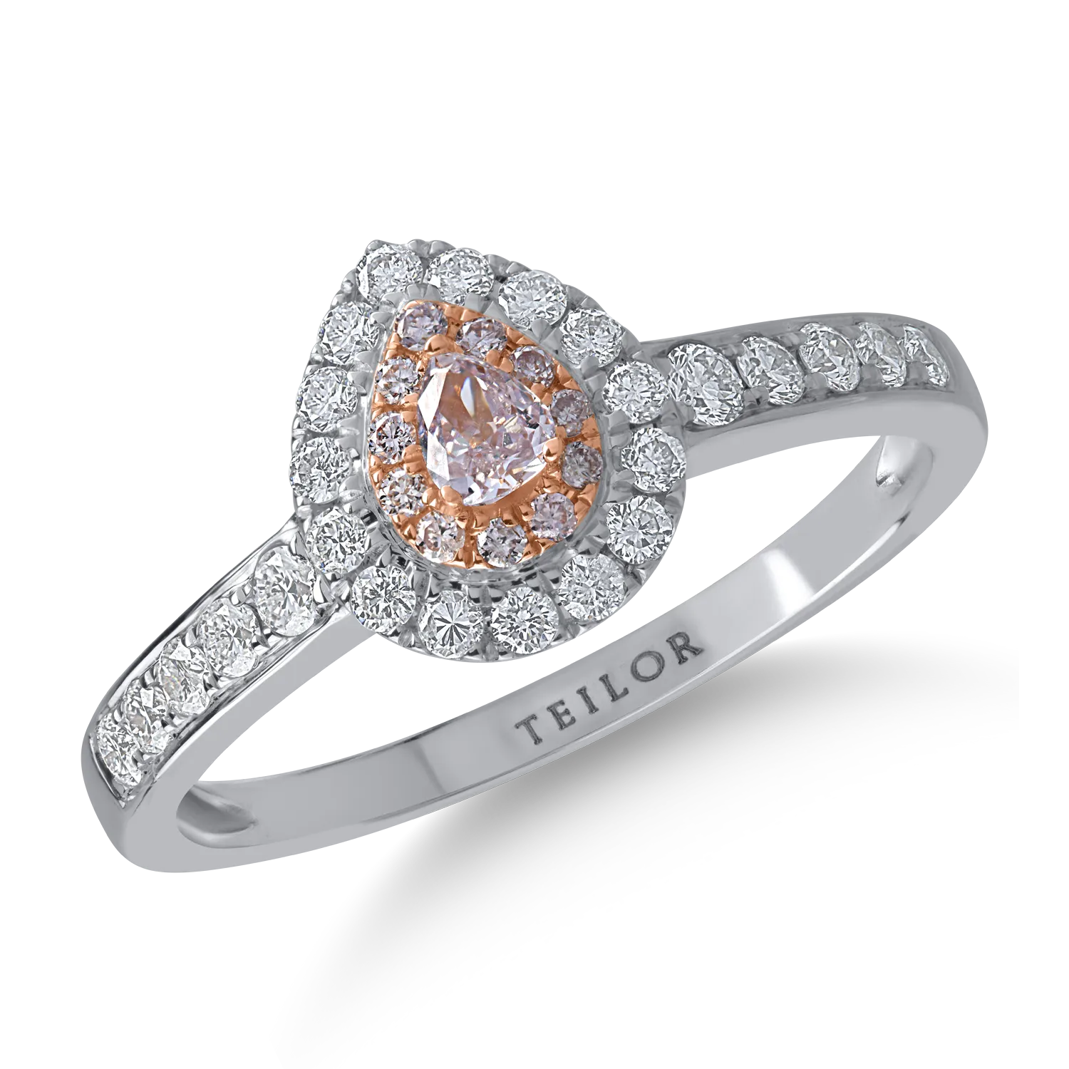 Пръстен от бяло розово злато с прозрачни диаманти от 0.35ct и розови диаманти от 0.16ct