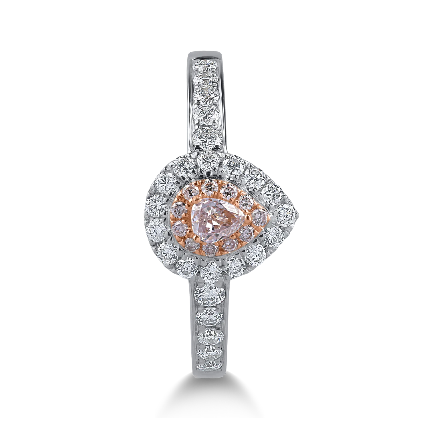 Inel din aur alb-roz cu diamante transparente de 0.35ct si diamante roz de 0.16ct