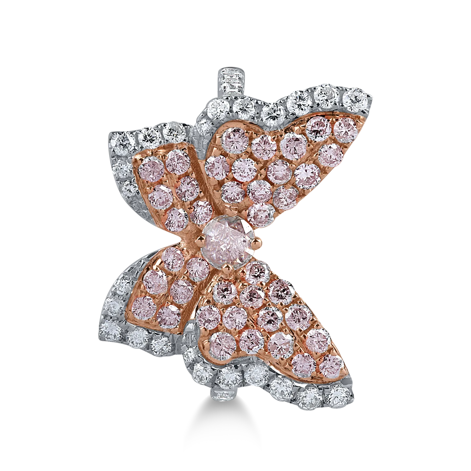 Пръстен от бяло розово злато с 0.56ct розови диаманти и 0.48ct прозрачни диаманти