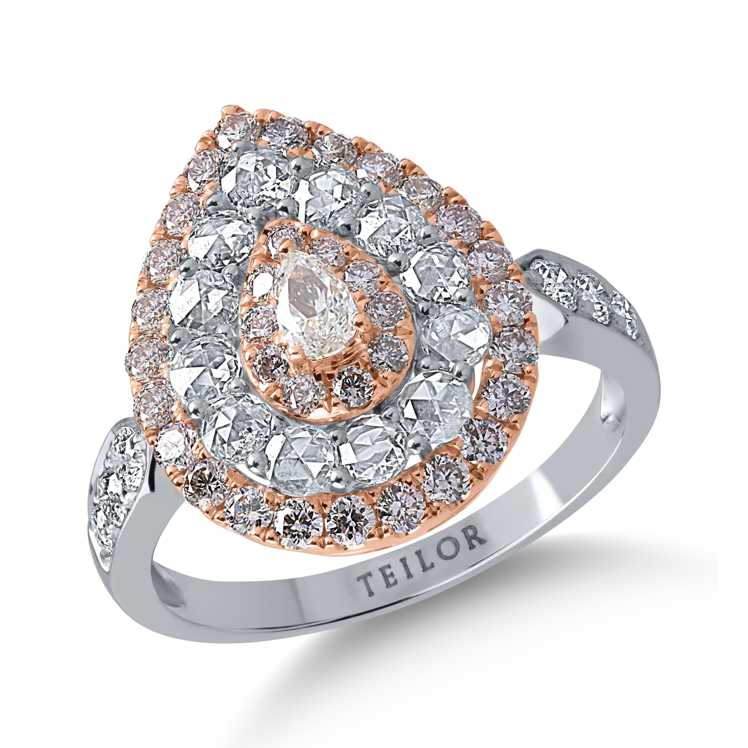 Inel din aur alb-roz cu diamante transparente de 0.73ct si diamante roz de 0.67ct-155559