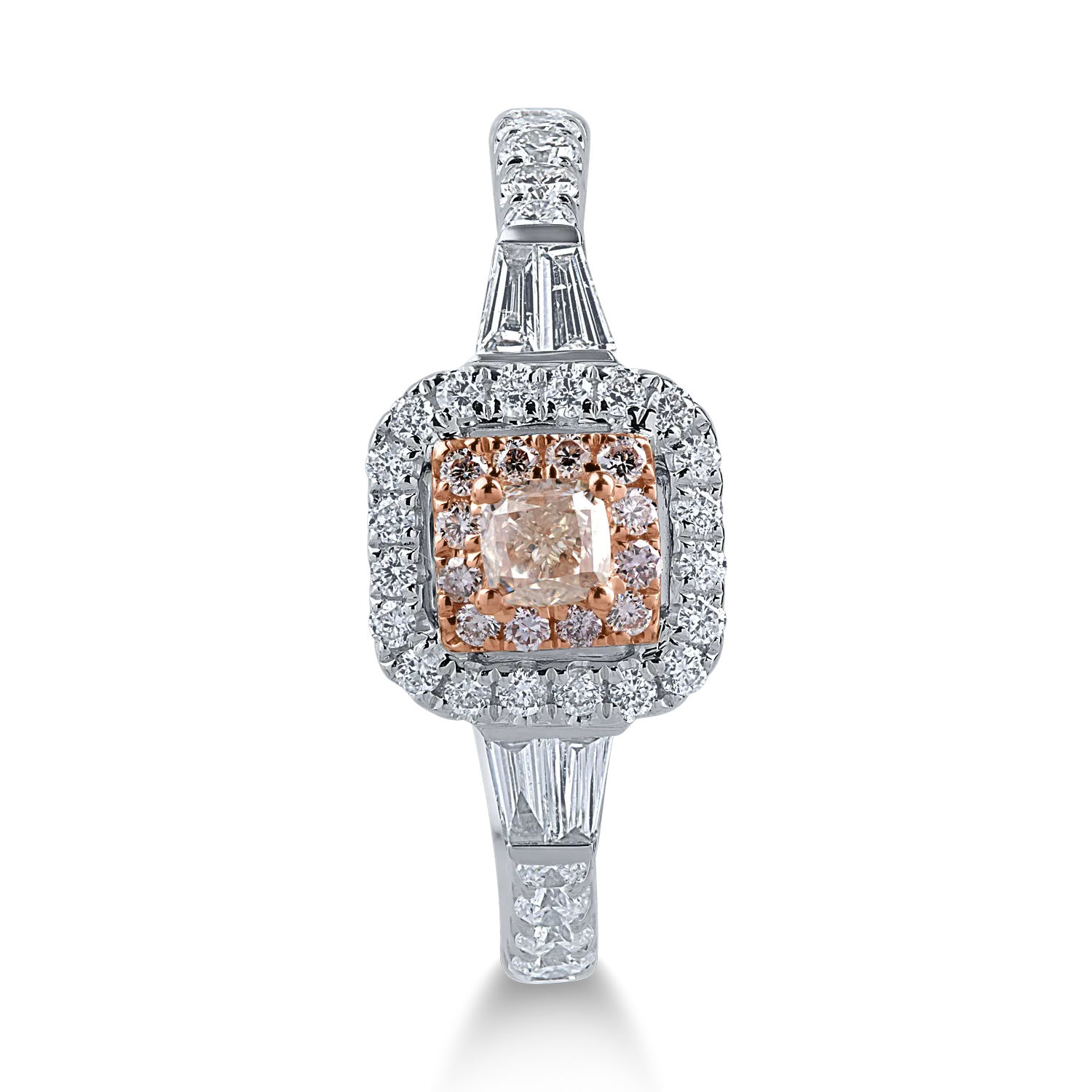 Пръстен от бяло розово злато с прозрачни диаманти от 0.62ct и розови диаманти от 0.29ct