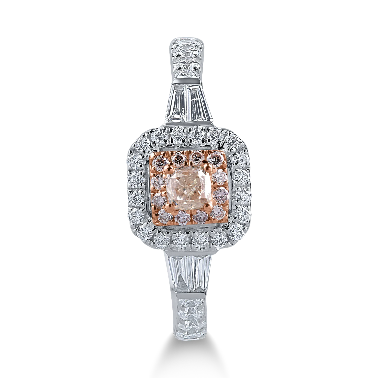 White-rose gold ring with 0.62ct clear diamonds and 0.29ct rose diamonds