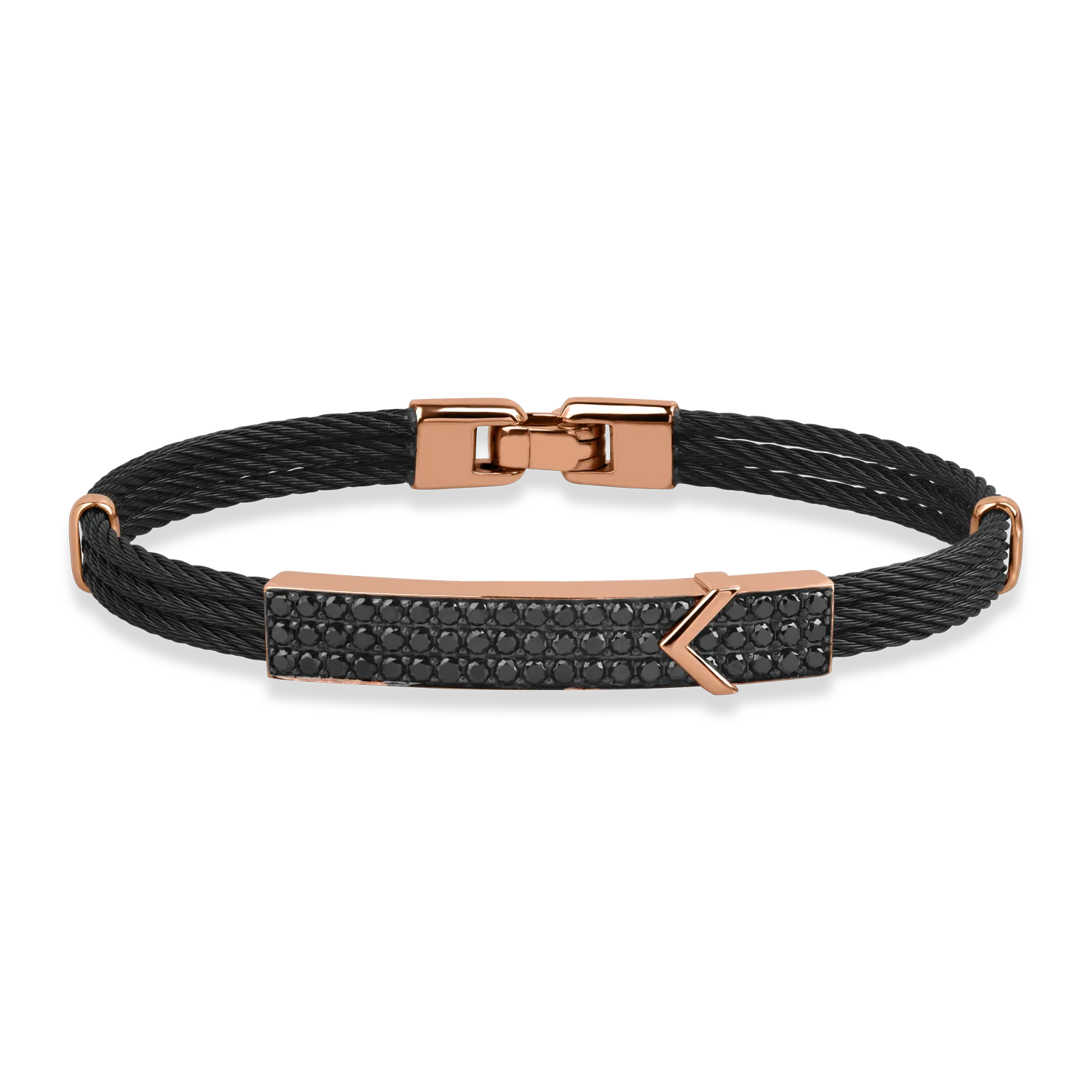 Rose gold and steel bracelet with 1.65ct black diamond