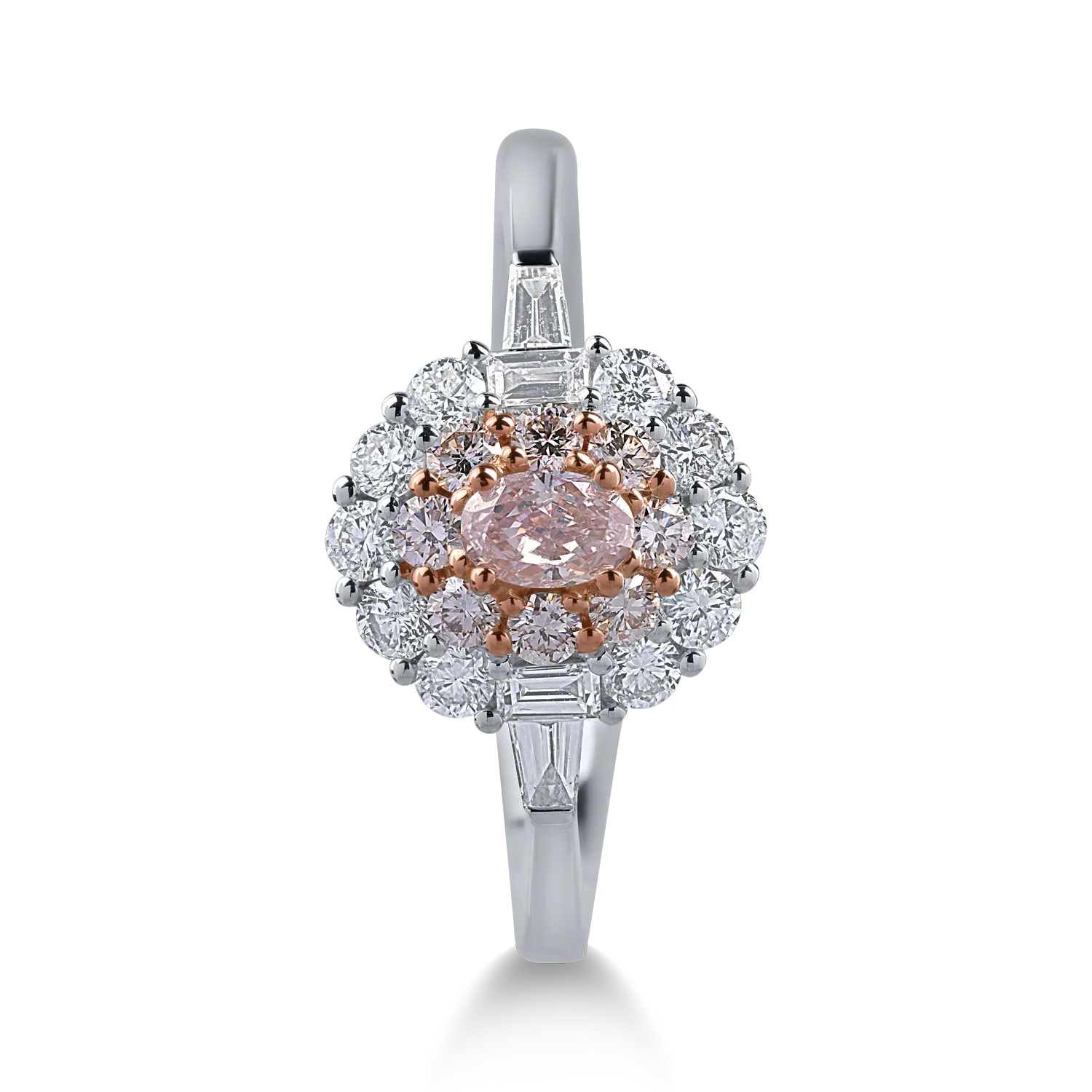 Пръстен от бяло розово злато с прозрачни диаманти от 0.5ct и розови диаманти от 0.4ct