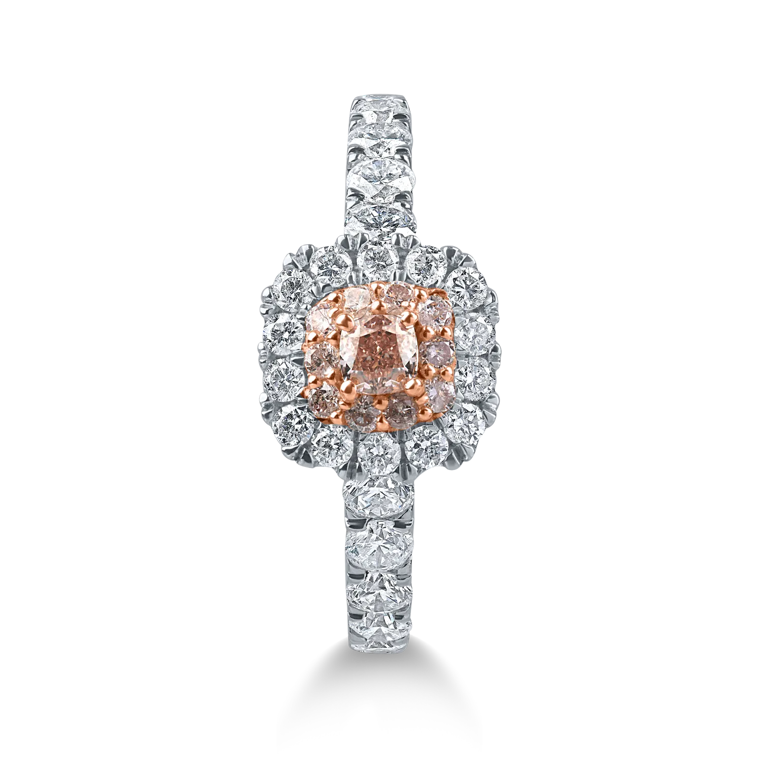 Inel din aur alb-roz cu diamante roz de 0.29ct si diamante incolore de 0.91ct