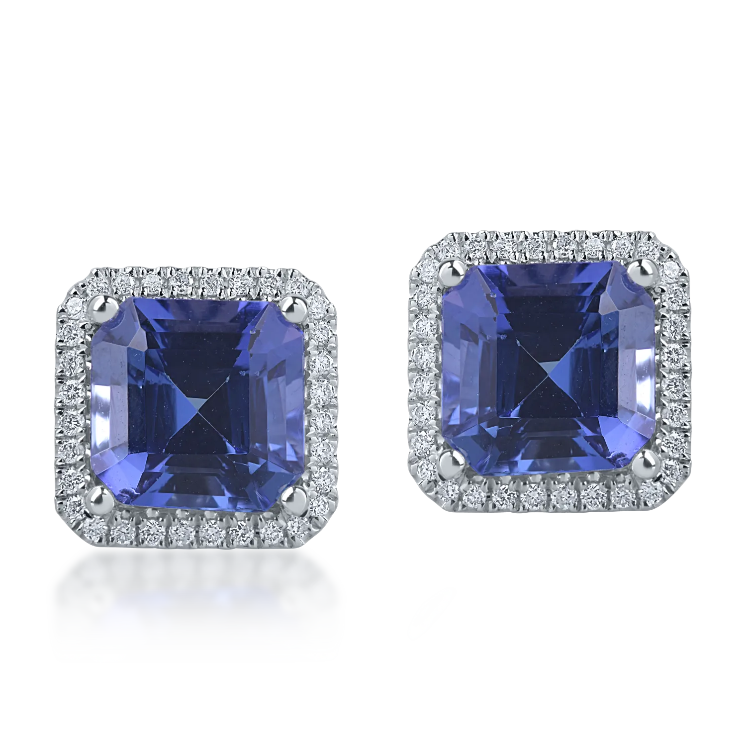 Cercei din aur alb cu tanzanite de 7.14ct si diamante de 0.52ct