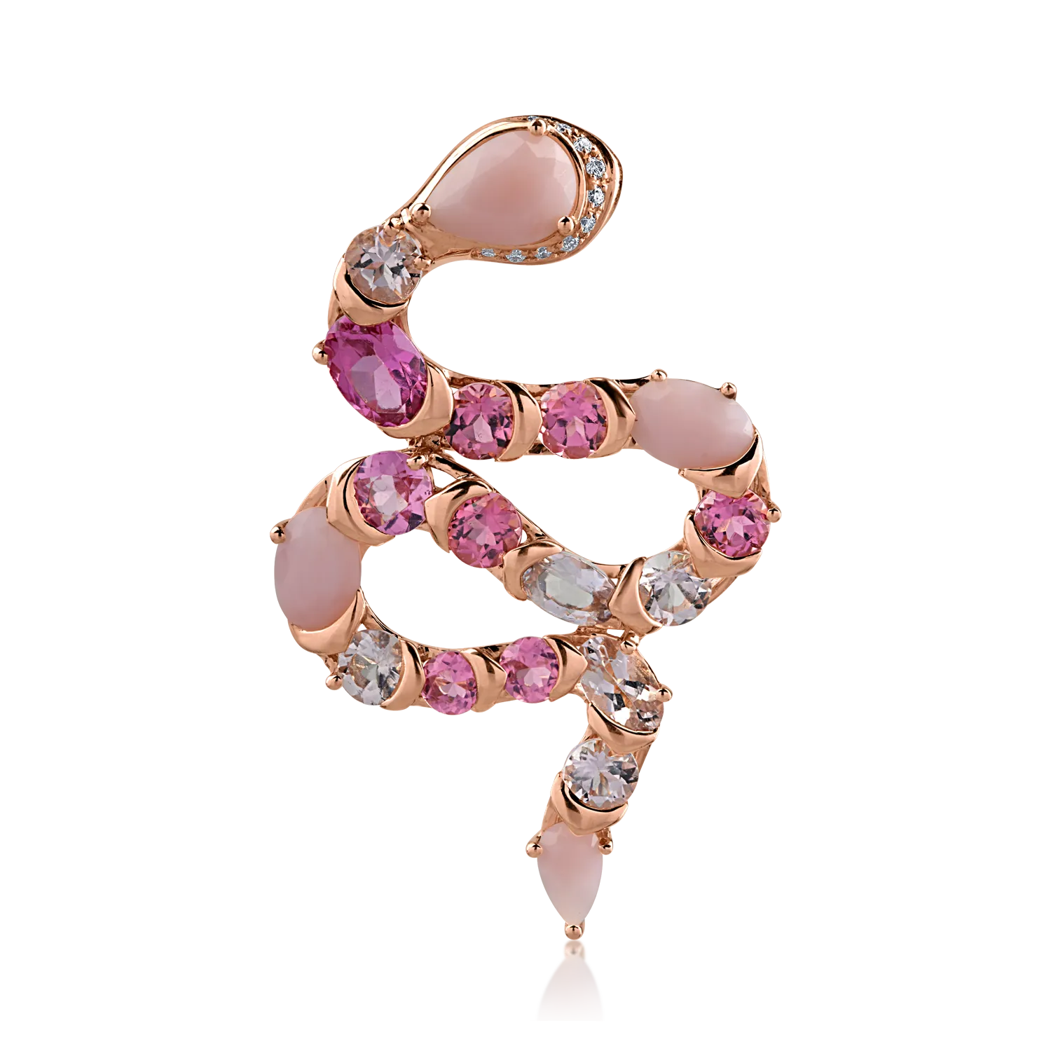 Zawieszka z różowego złota z kamieniami szlachetnymi i półszlachetnymi o masie 4.95ct