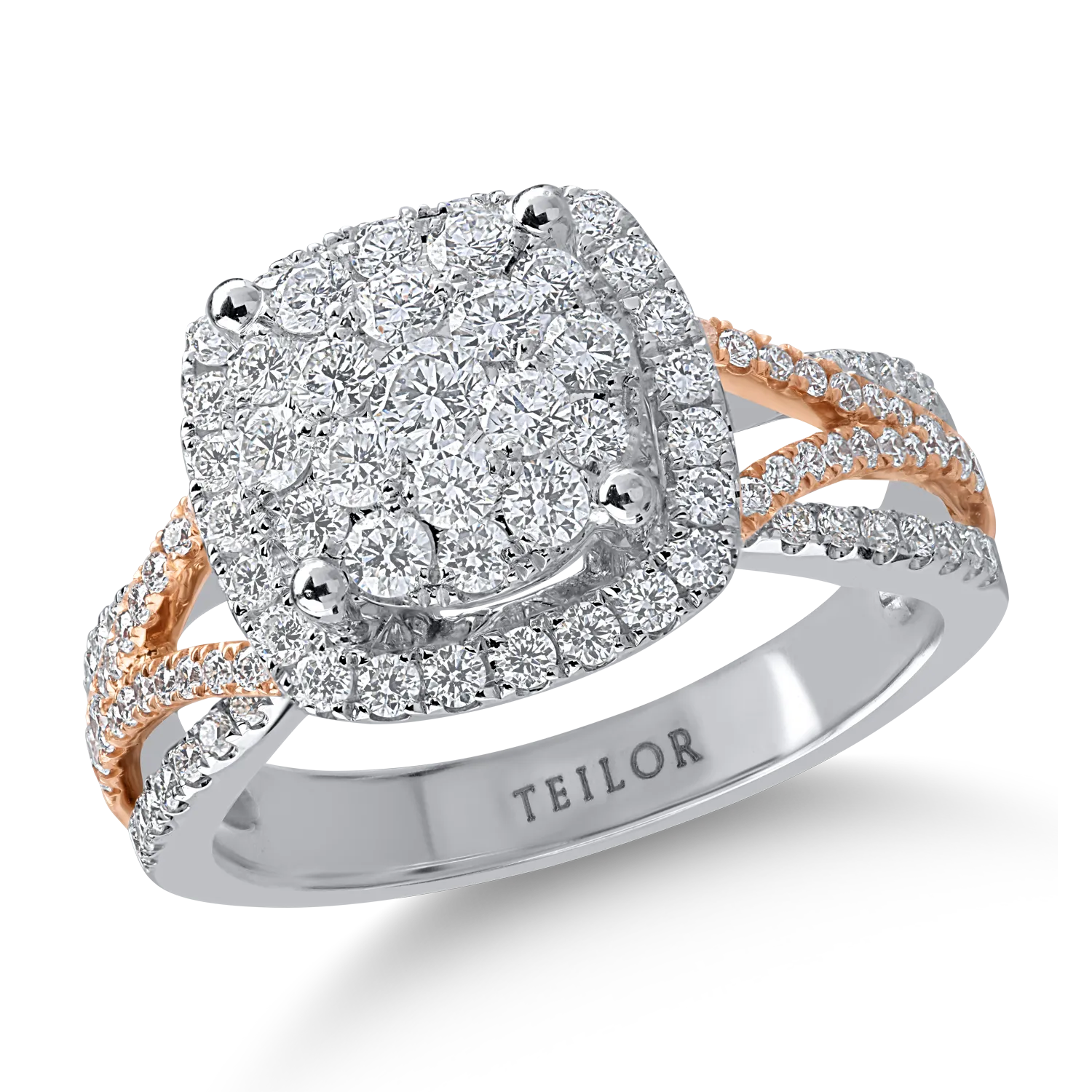 Inel din aur alb-roz cu diamante de 1.06ct-155757