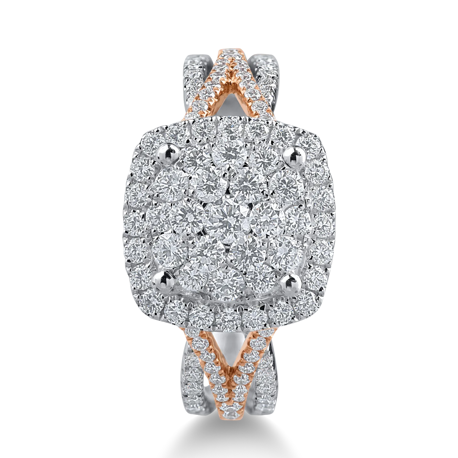 Пръстен от бяло розово злато с 1.06ct диаманти