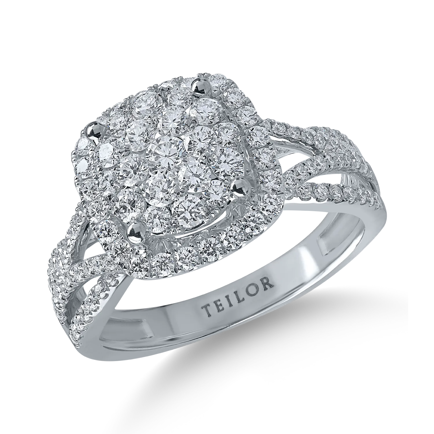 Fehérarany gyűrű 1.03ct gyémántokkal