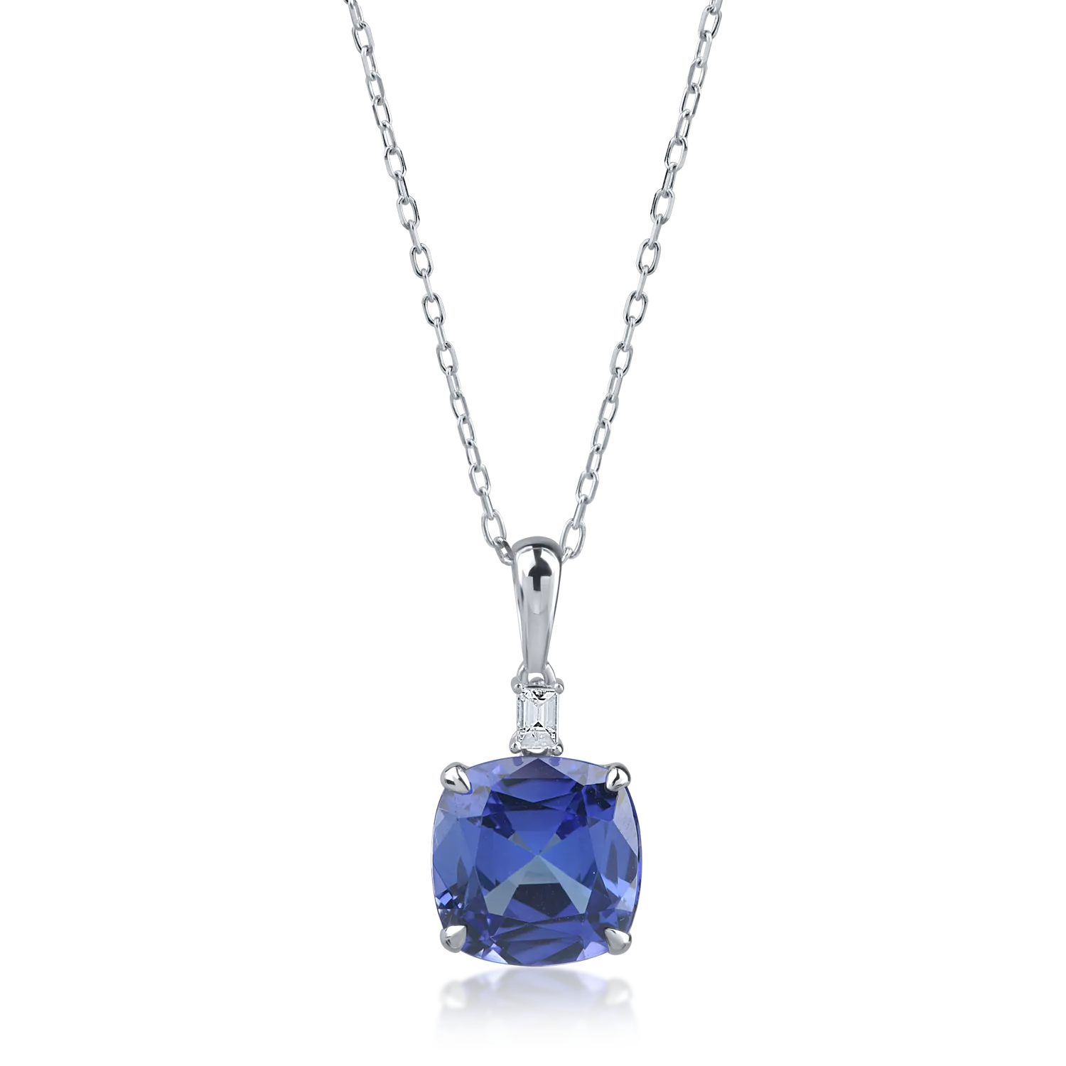 White gold pendant necklace with 3.75ct tanzanite and 0.06ct diamond