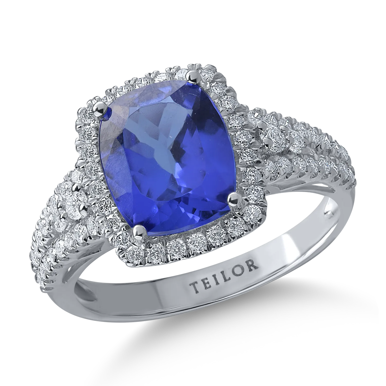 Fehérarany gyűrű 2.89ct tanzanittal és 0.49ct gyémánttal