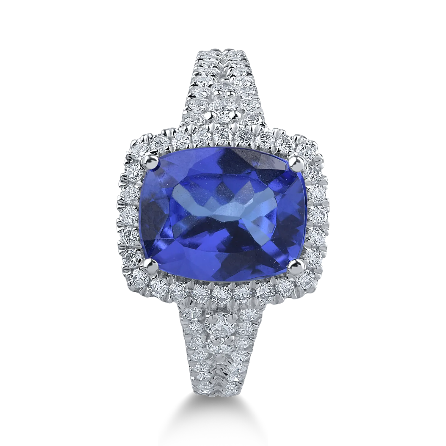 Пръстен от бяло злато с 2.89ct танзанит и 0.49ct диаманти