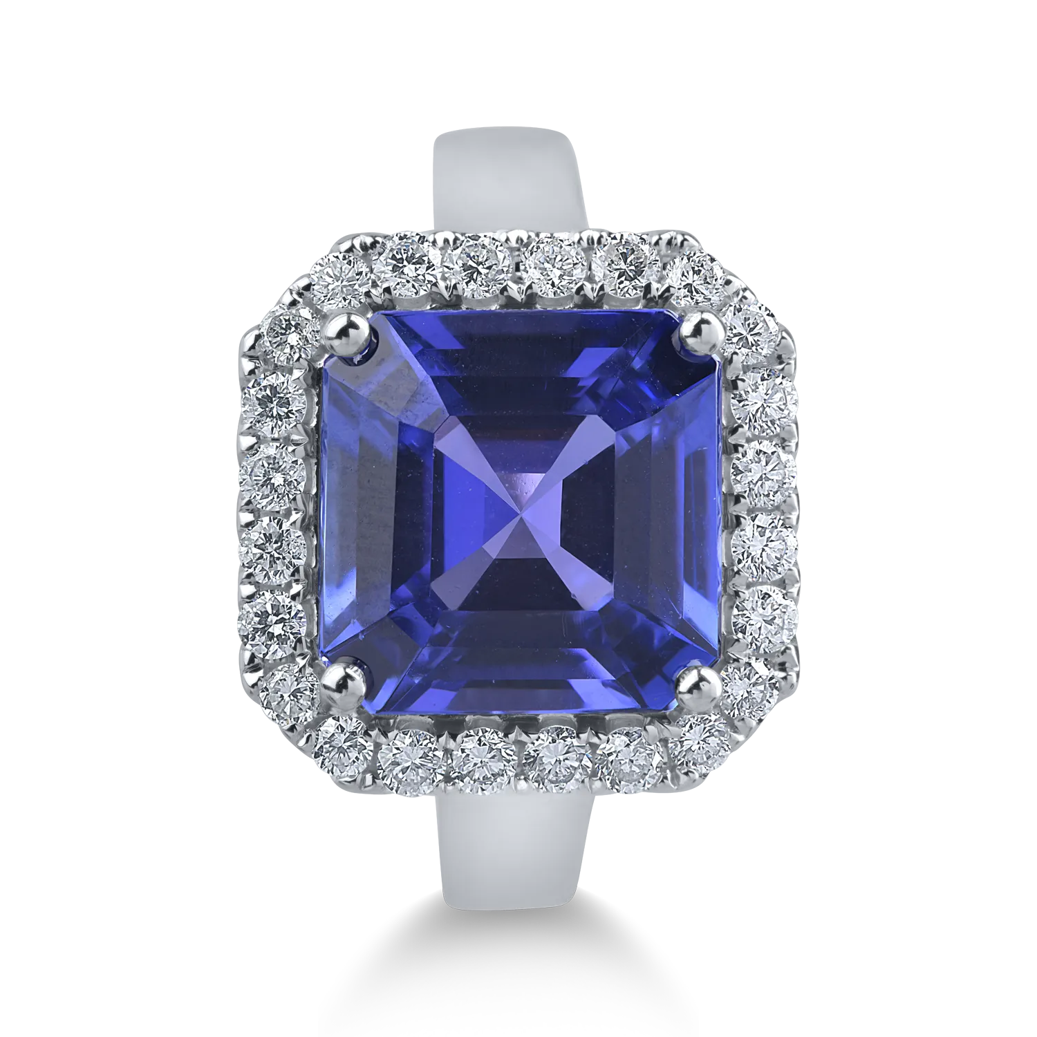 Fehérarany gyűrű 5.45ct tanzanittal és 0.5ct gyémántokkal