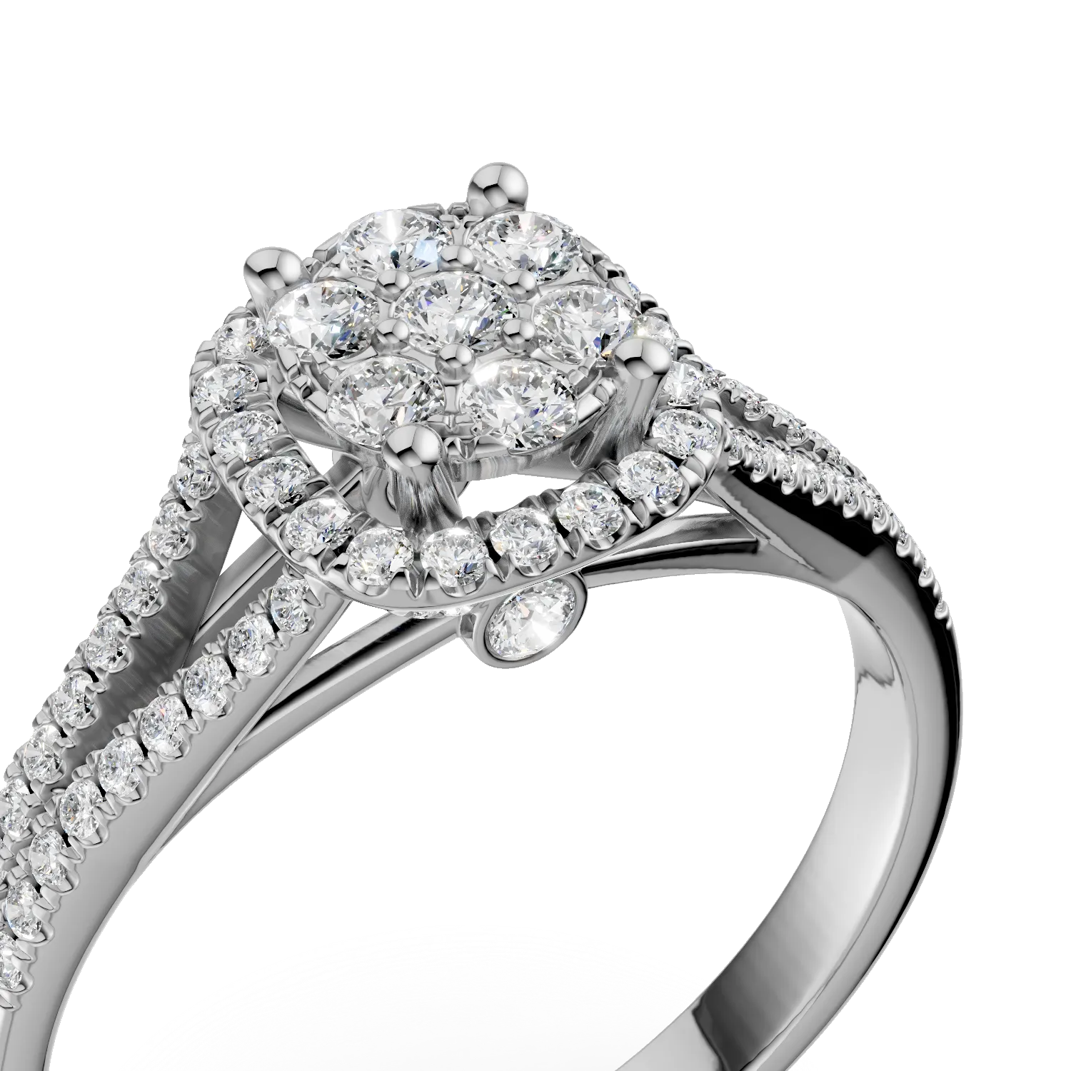 Годежен пръстен от бяло злато с диаманти 0.52кт