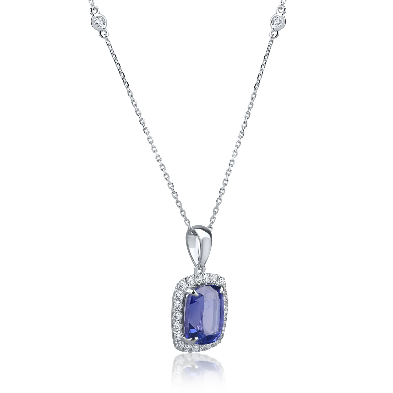 White gold pendant necklace with 4.76ct tanzanite and 0.45ct diamonds