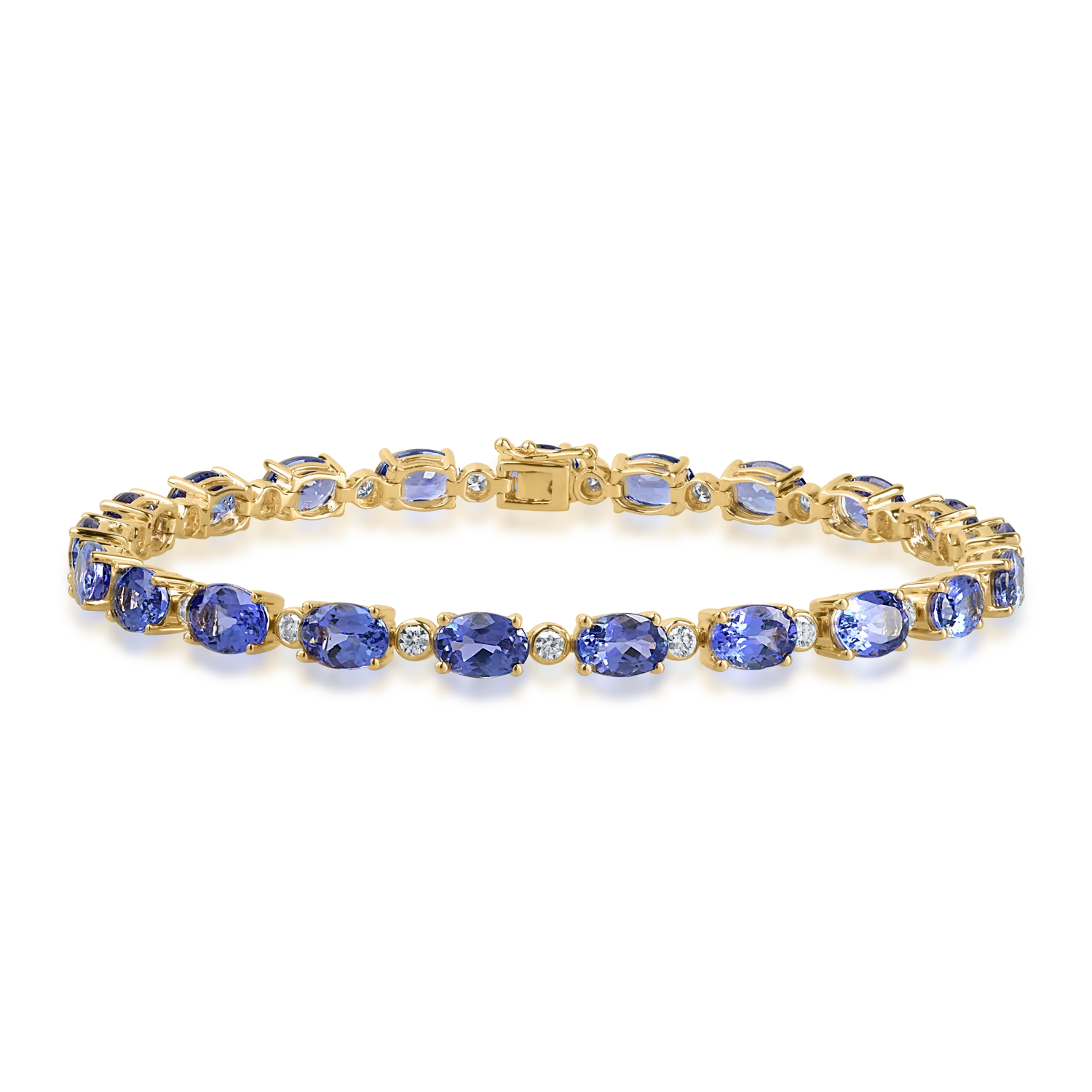 Yellow gold tennis bracelet with 13.05ct tanzanite and 0.85ct diamonds