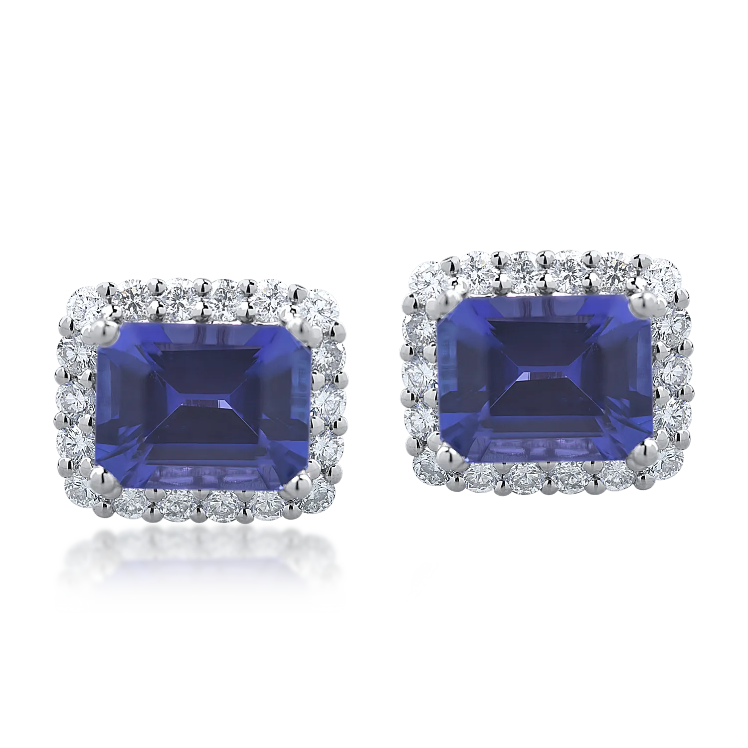 Cercei din aur alb cu tanzanite de 4.93ct si diamante de 0.93ct