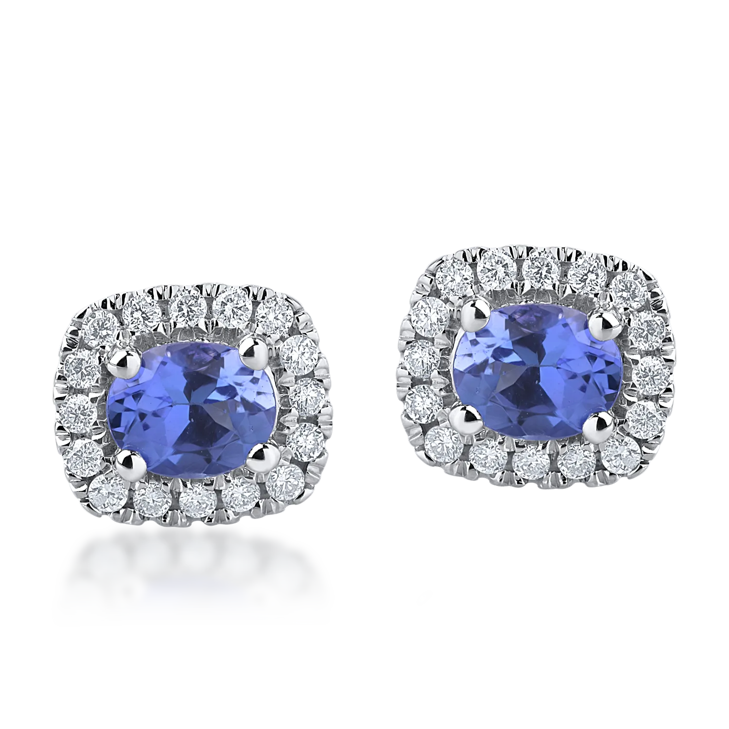 Cercei din aur alb cu tanzanite de 0.8ct si diamante de 0.21ct