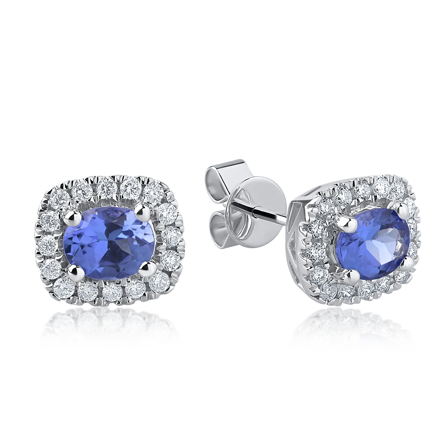 White gold earrings with 0.8ct tanzanites and 0.21ct diamonds