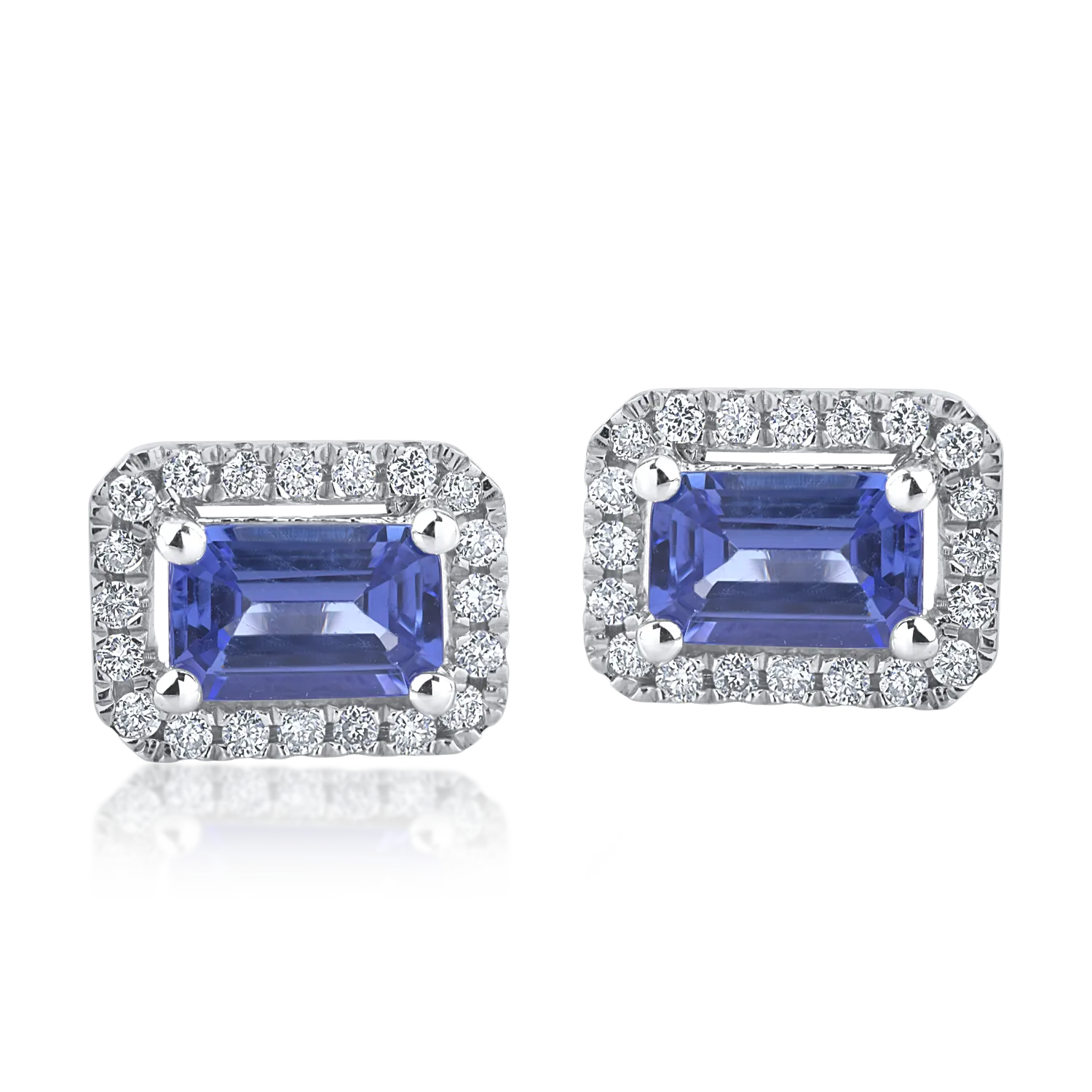 White gold earrings with 1.26ct tanzanites and 0.2ct diamonds