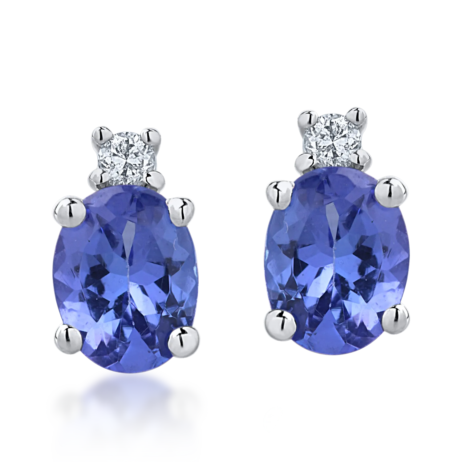 Cercei din aur alb cu tanzanite de 0.77ct si diamante de 0.03ct