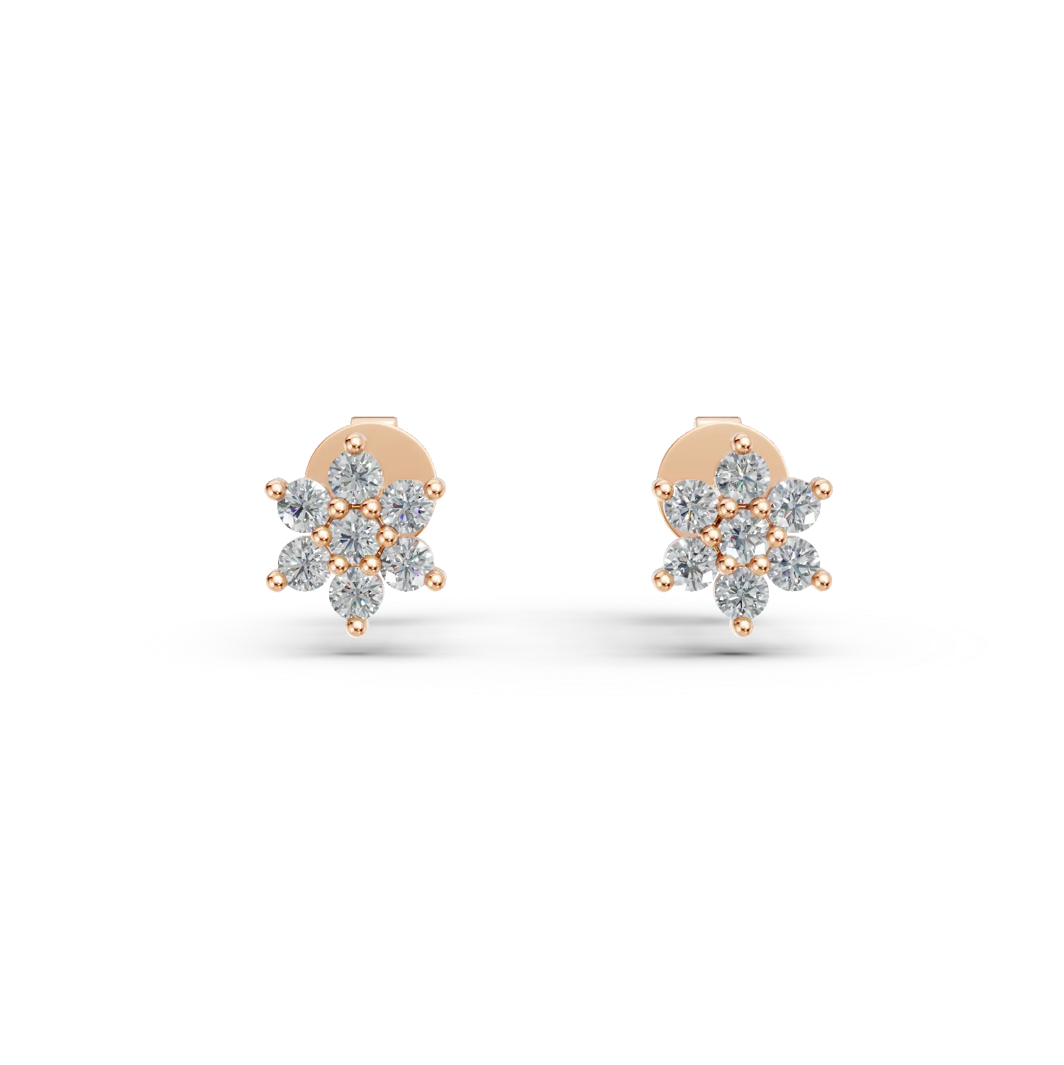 Cercei din aur roz cu diamante de 0.14ct