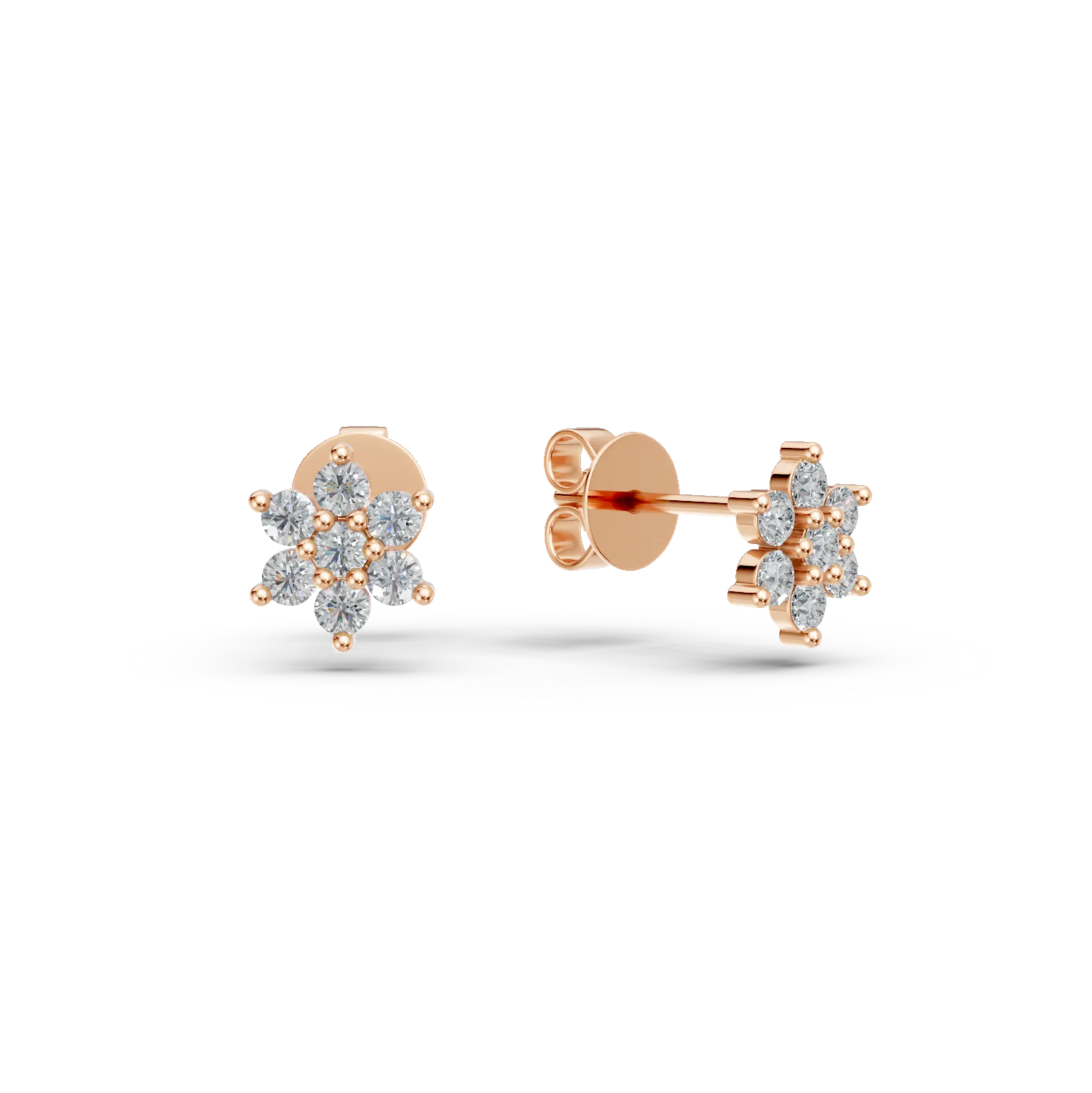 Cercei din aur roz cu diamante de 0.14ct