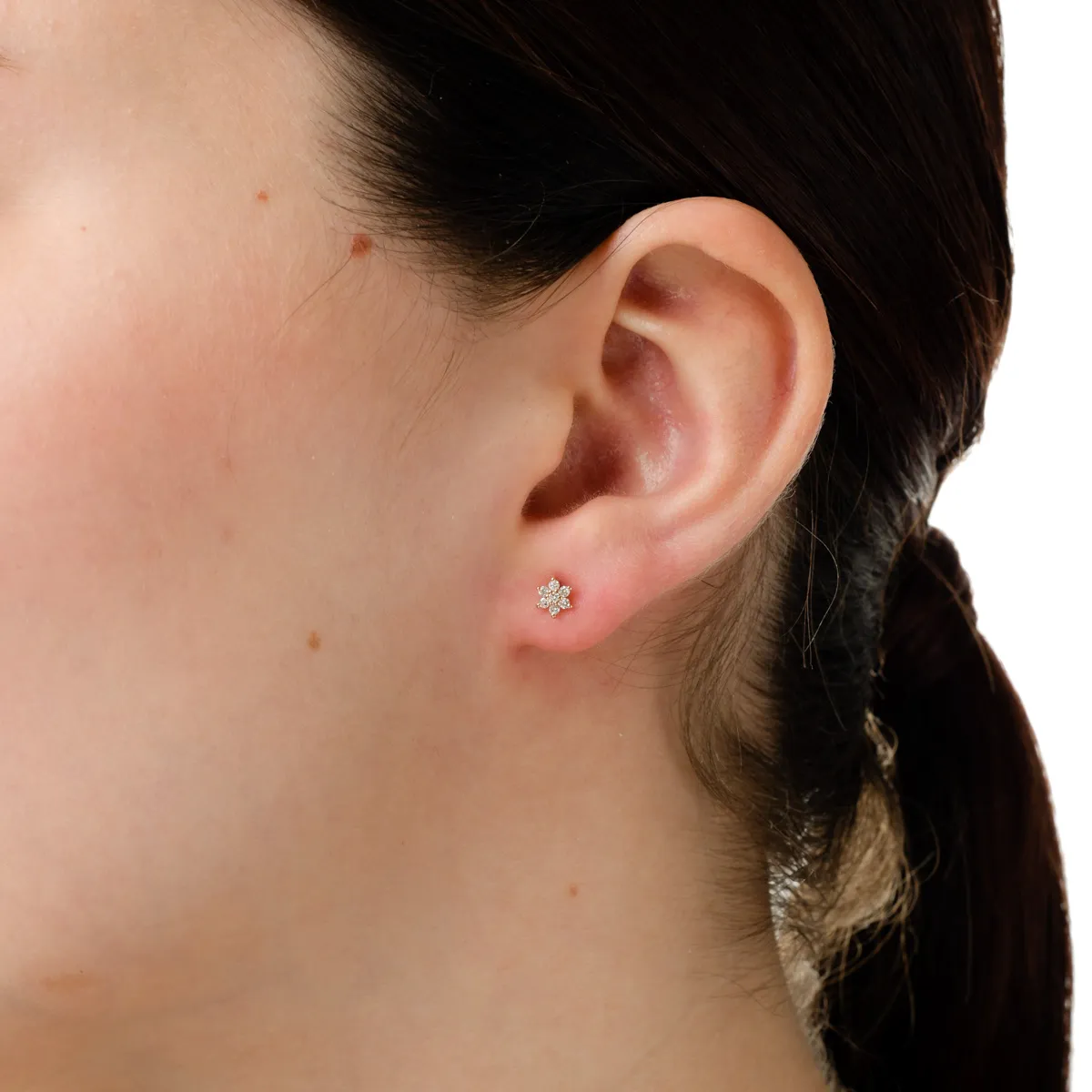 Cercei din aur roz cu diamante de 0.14ct