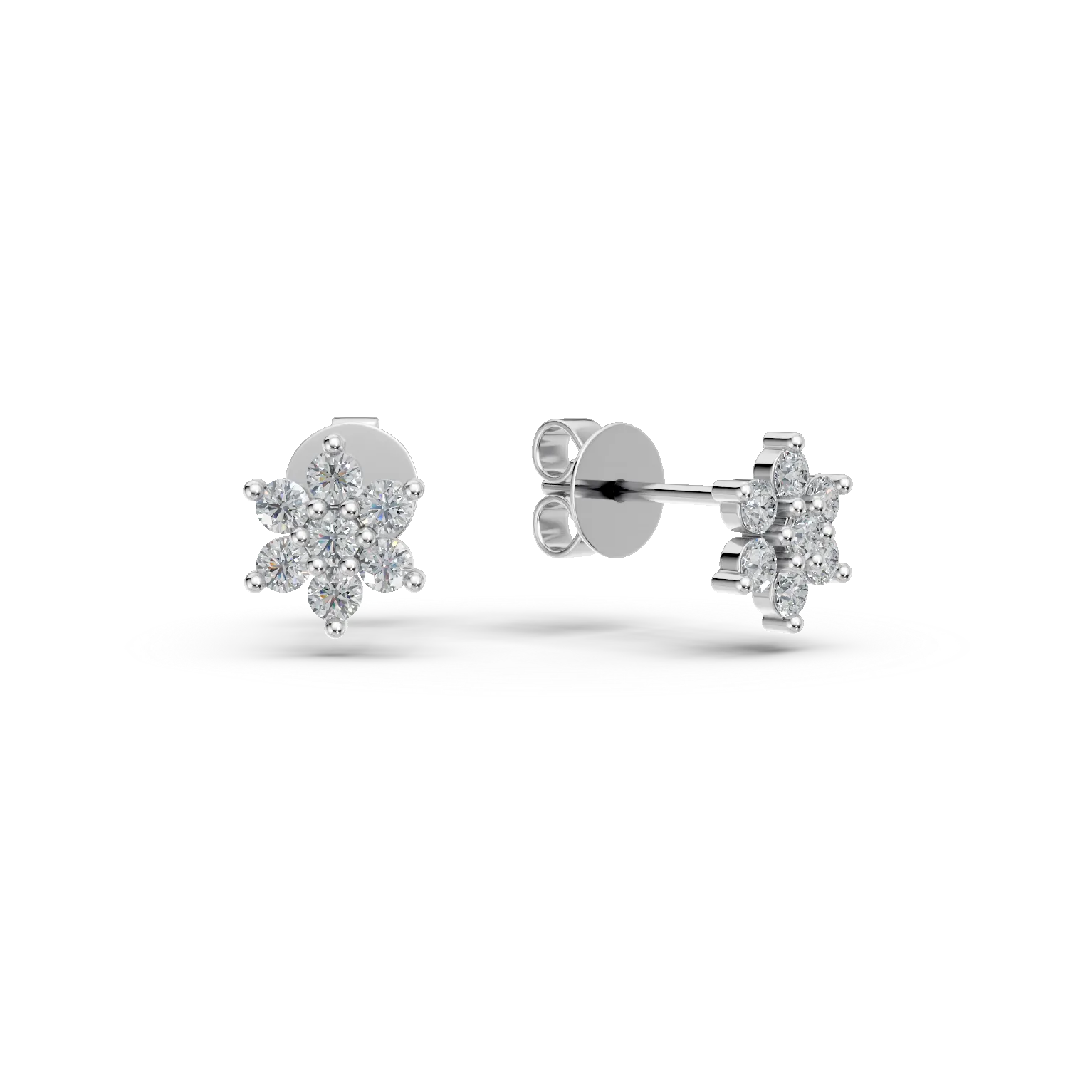 Cercei din aur alb cu diamante de 0.139ct