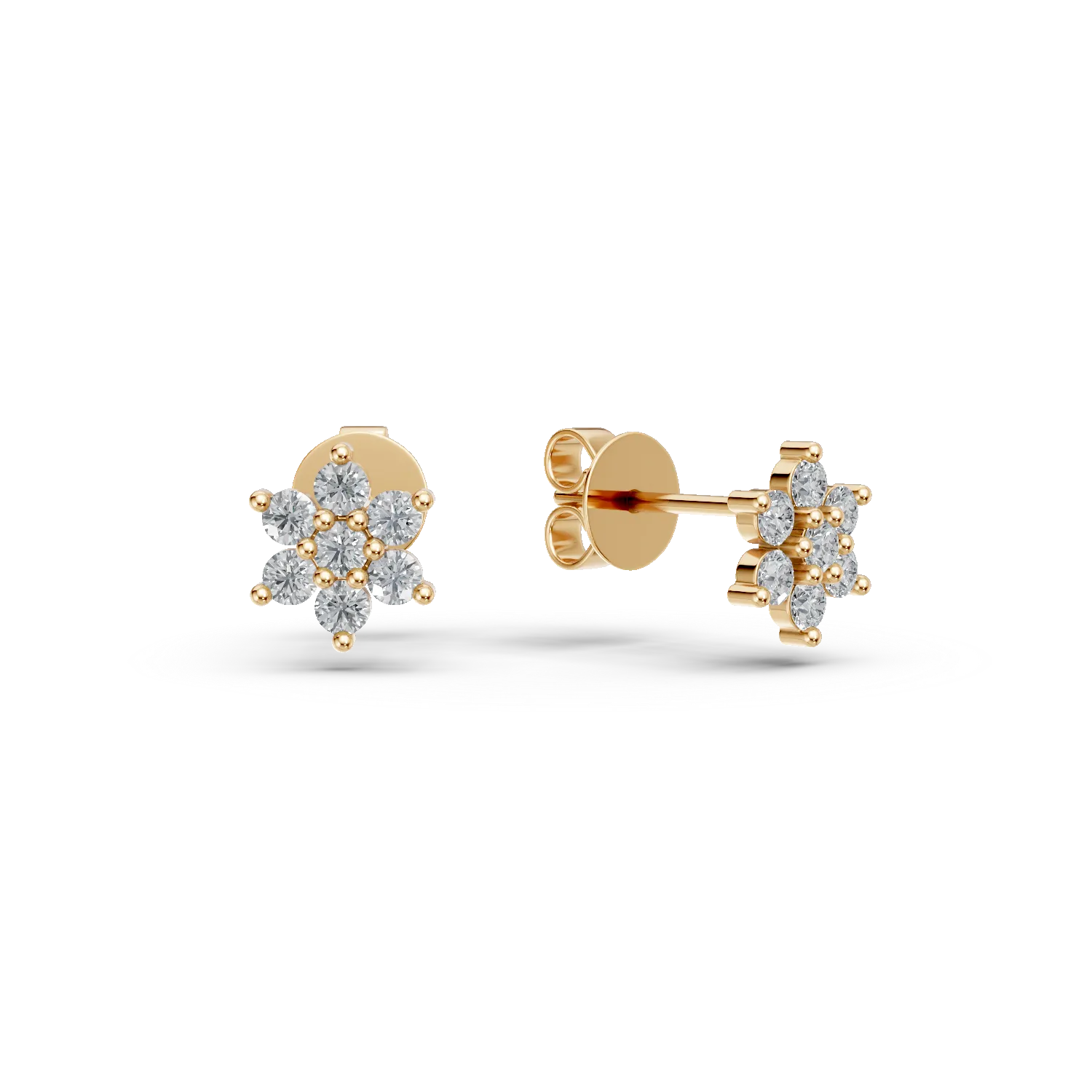 Cercei din aur galben cu diamante de 0.14ct