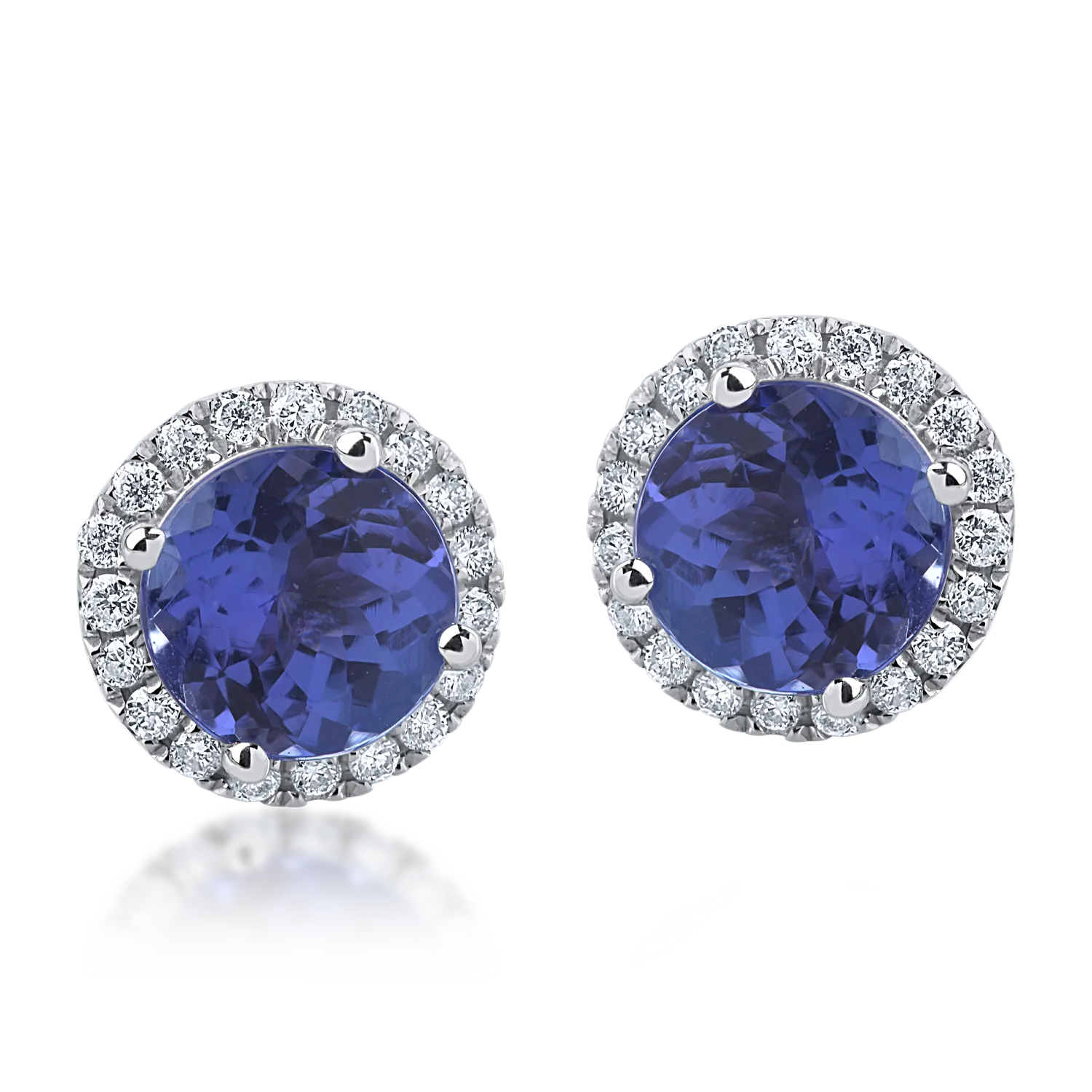 Cercei din aur alb cu tanzanite de 1.89ct si diamante de 0.19ct