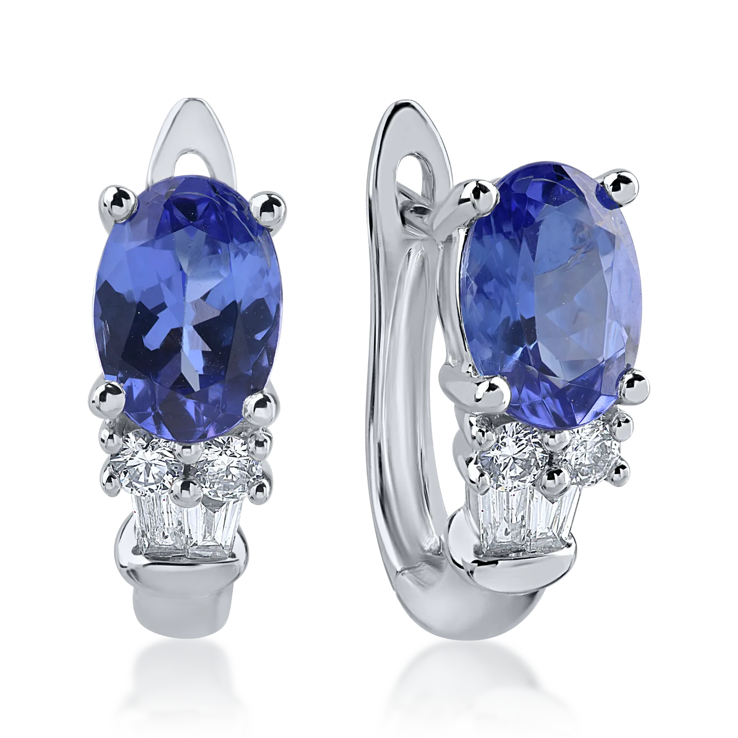 Fehérarany fülbevaló 1.63ct tanzanittal és 0.25ct gyémánttal