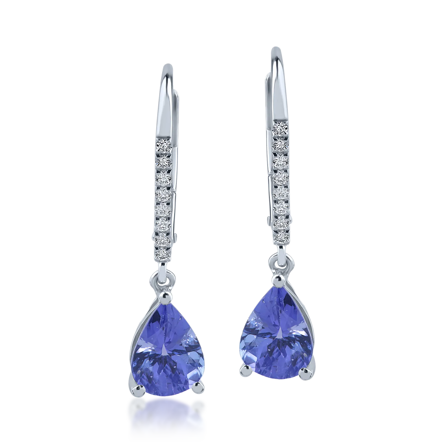 White gold earrings with 2.13ct tanzanites and 0.12ct diamonds