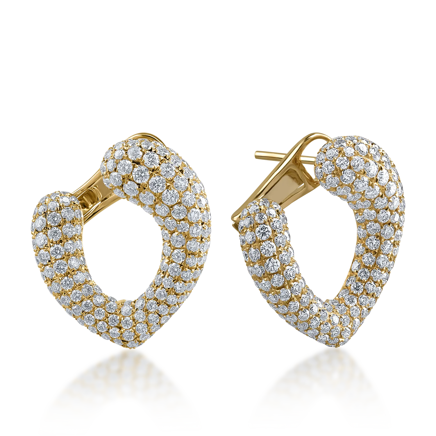 Yellow gold earrings with 3.51ct diamonds