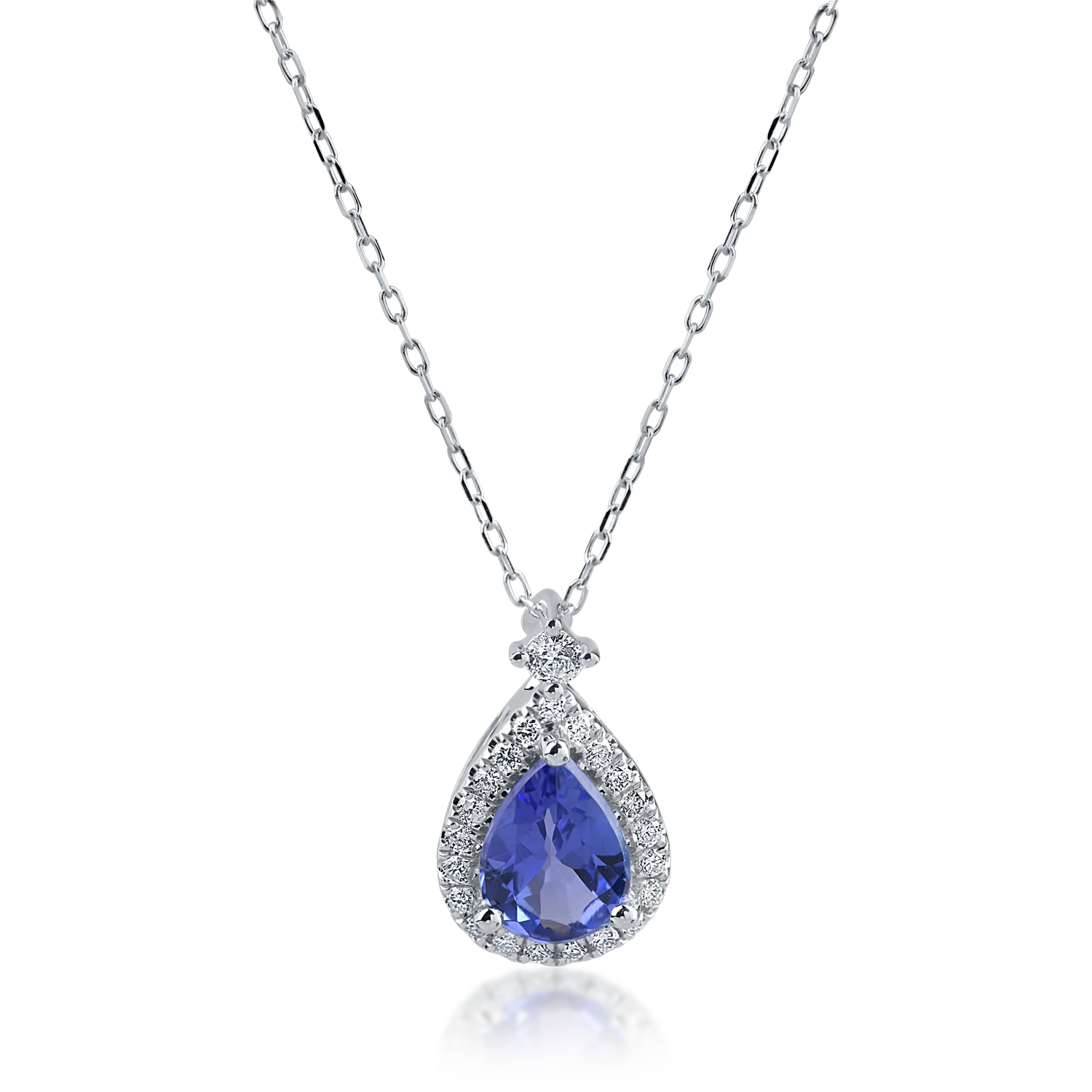 White gold pendant necklace with 0.98ct tanzanite and 0.18ct diamonds