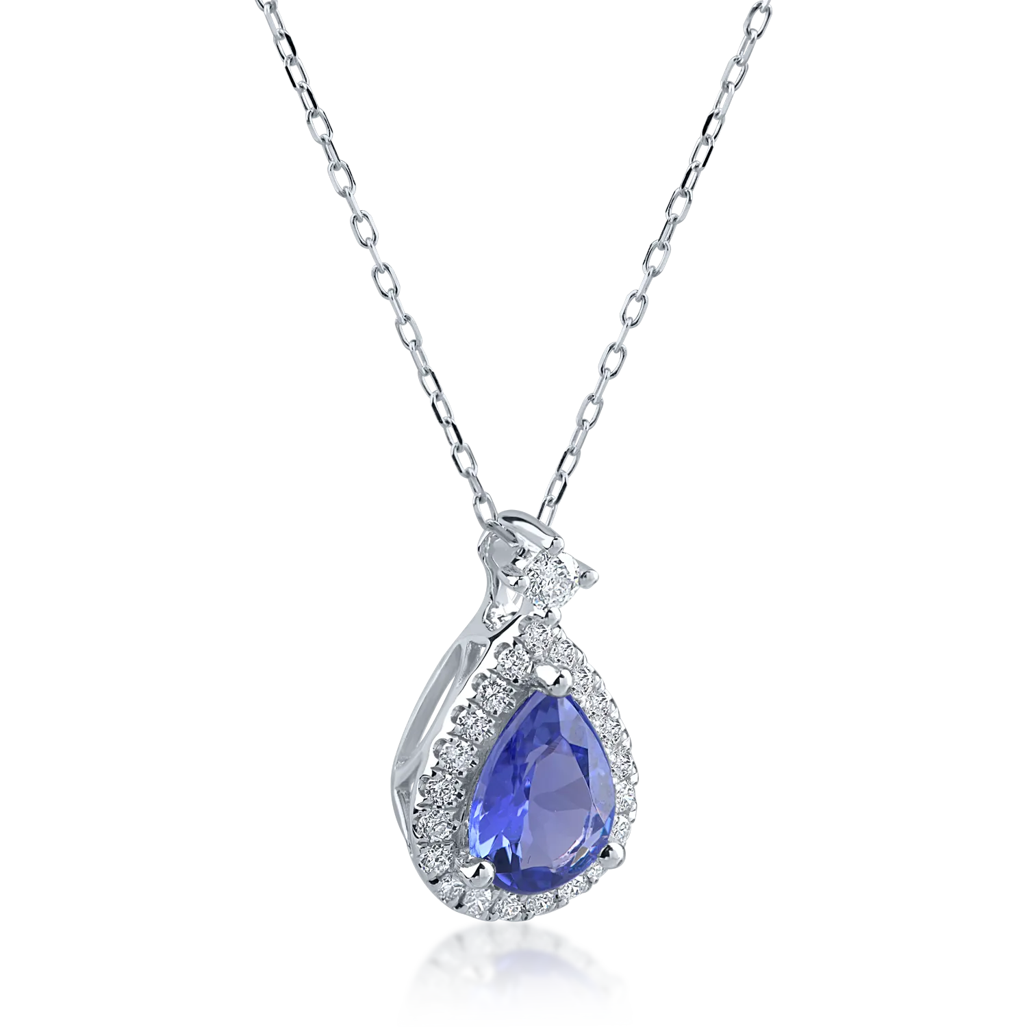 Колие с висулка от бяло злато с 0.98ct танзанит и 0.18ct диаманти