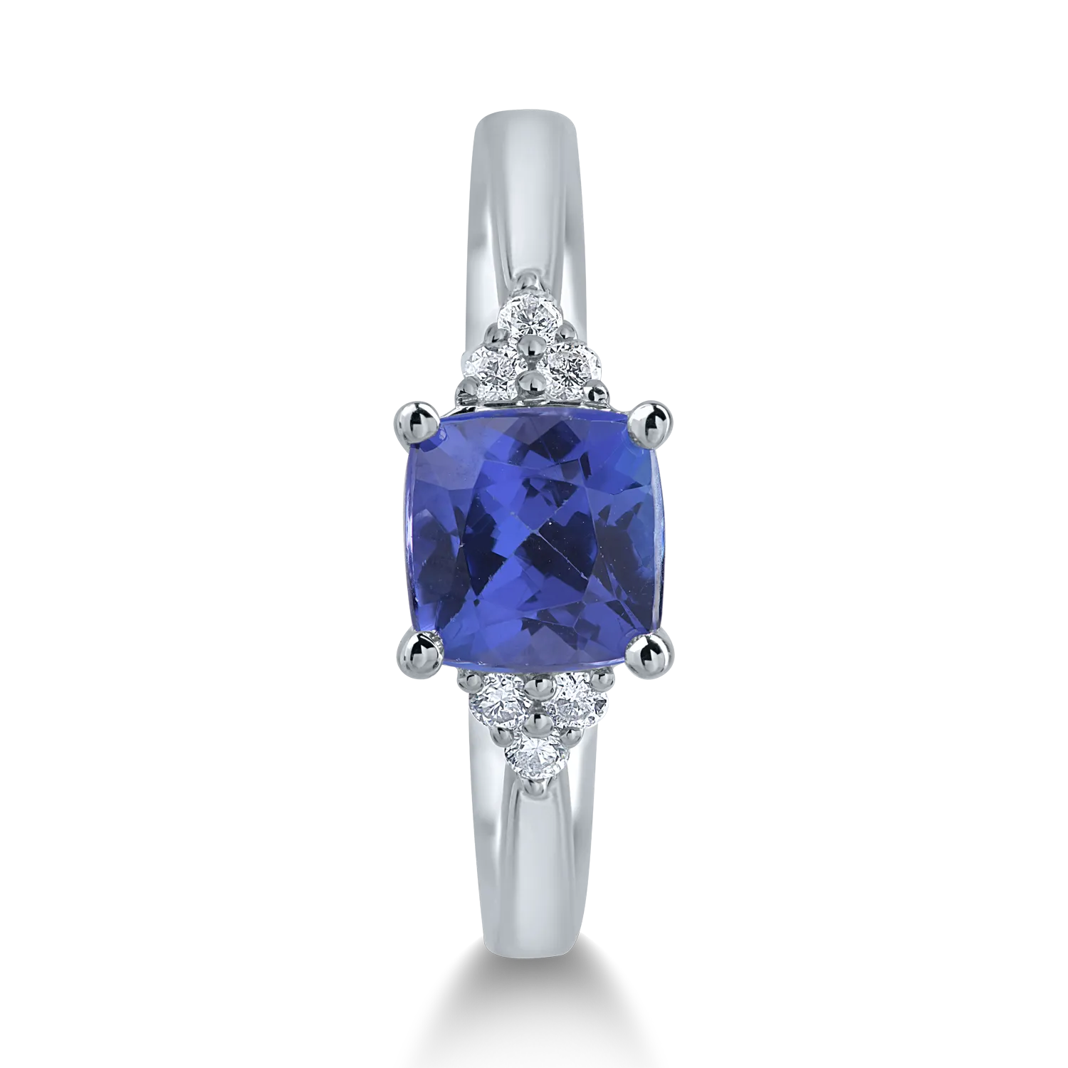 Inel din aur alb cu tanzanit de 1.48ct si diamante de 0.09ct