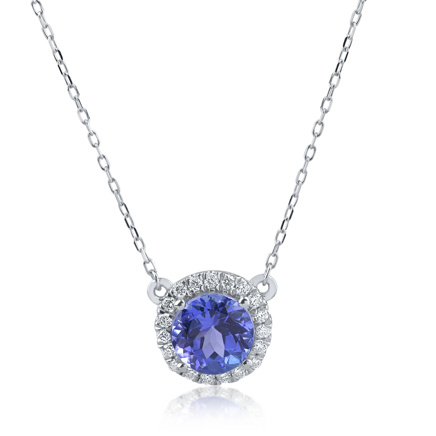 White gold pendant necklace with 1.16ct tanzanite and 0.13ct diamonds