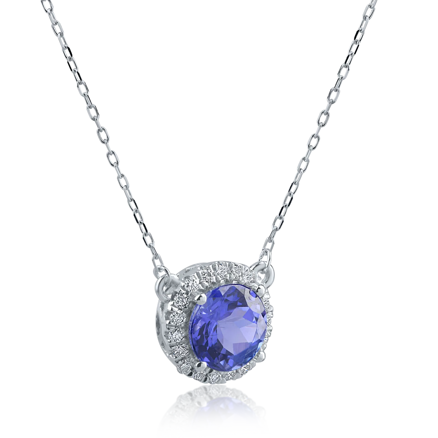 White gold pendant necklace with 1.16ct tanzanite and 0.13ct diamonds