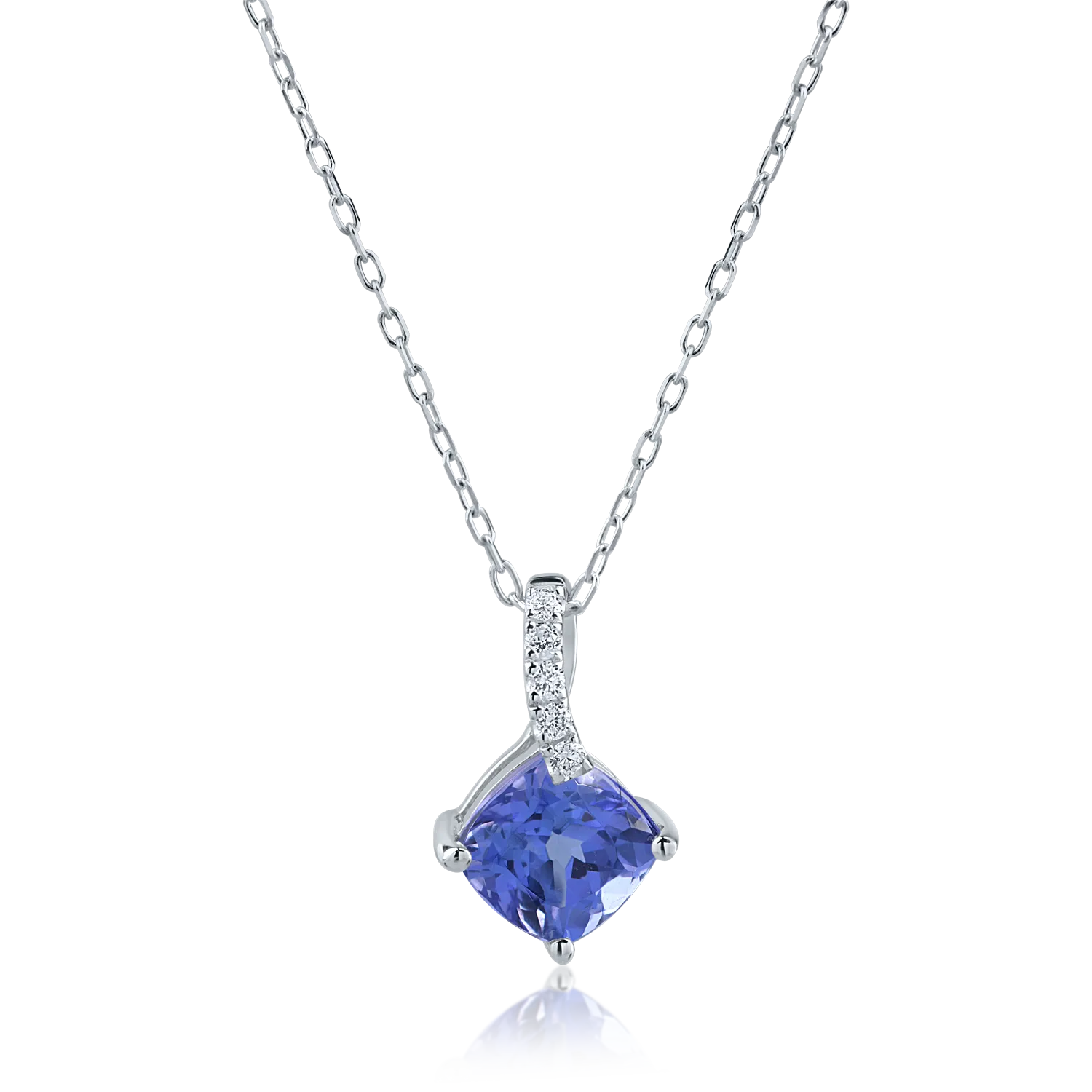 Fehér arany medál nyaklánc 0.94ct tanzanittal és 0.03ct gyémánttal