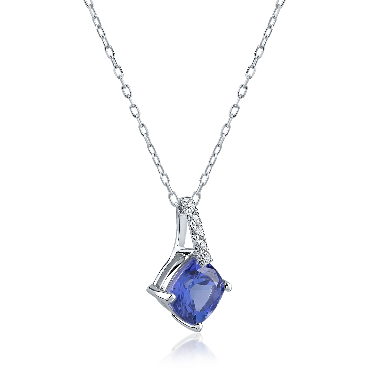Fehér arany medál nyaklánc 0.94ct tanzanittal és 0.03ct gyémánttal
