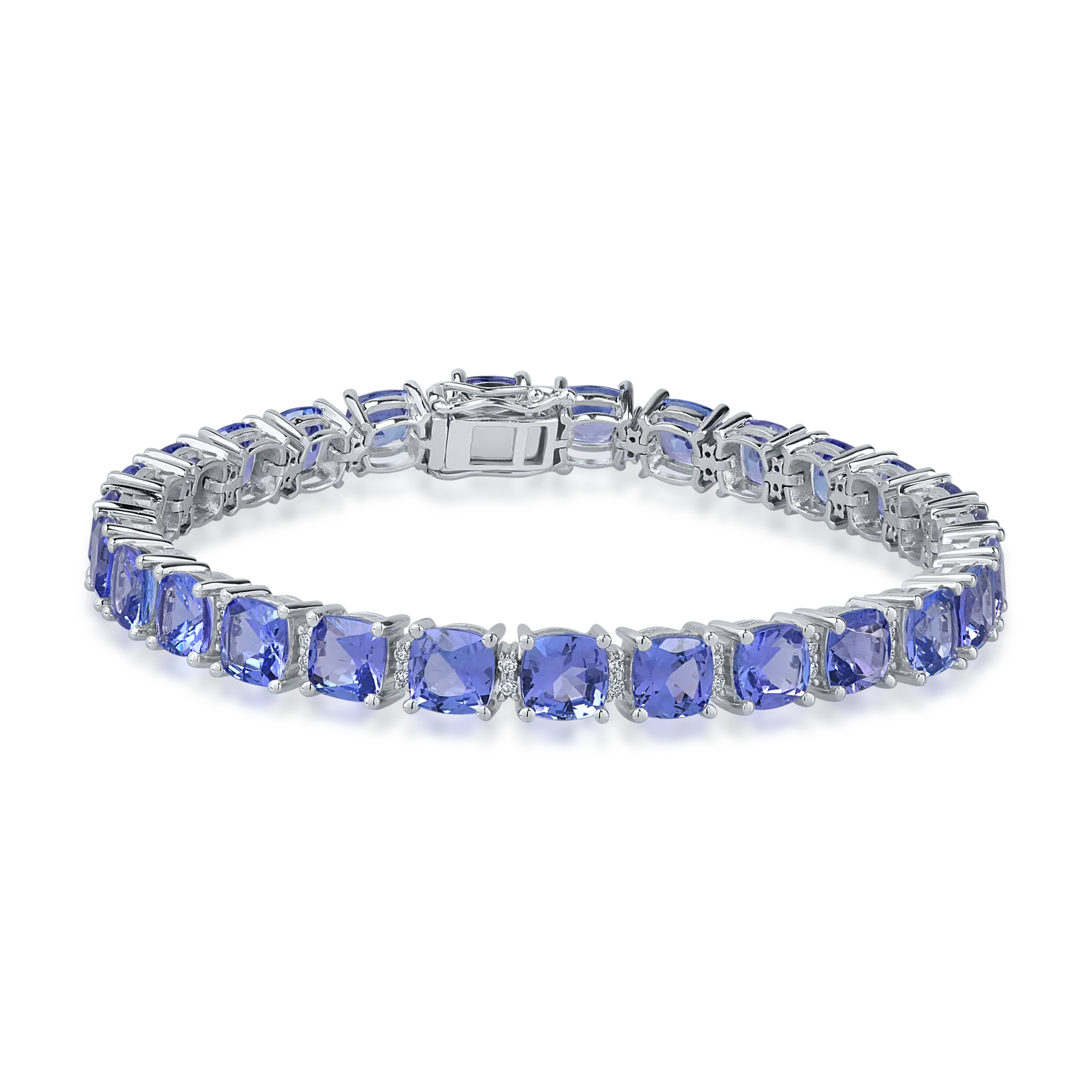 White gold tennis bracelet with 21.94ct tanzanites and 0.43ct diamonds