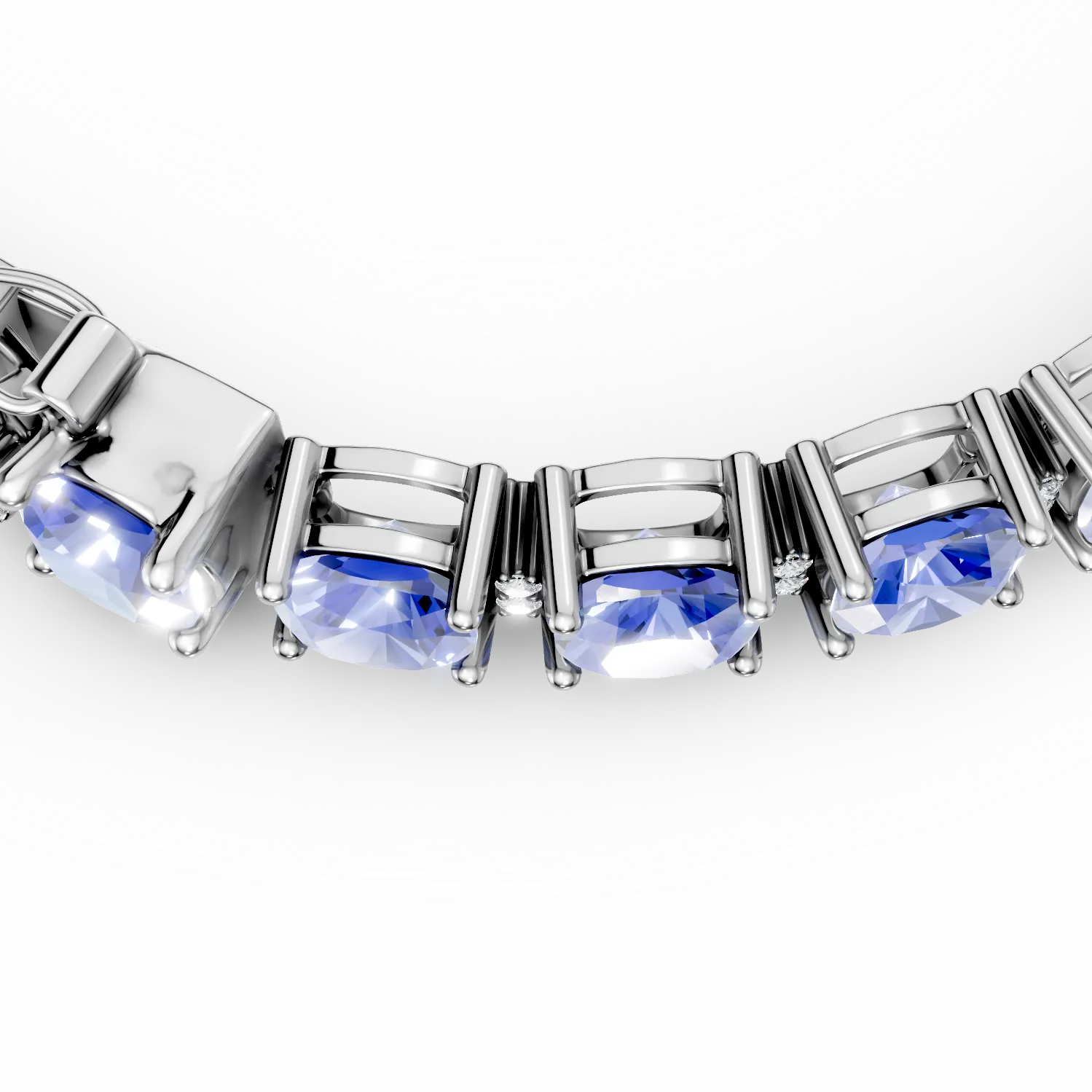 Fehérarany tenisz karkötő 21.94ct tanzanittal és 0.43ct gyémánttal
