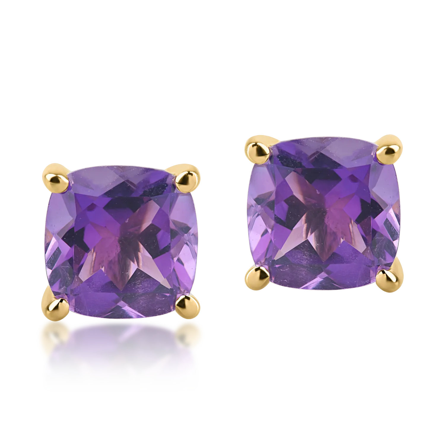 Yellow gold earrings with 3ct amethysts