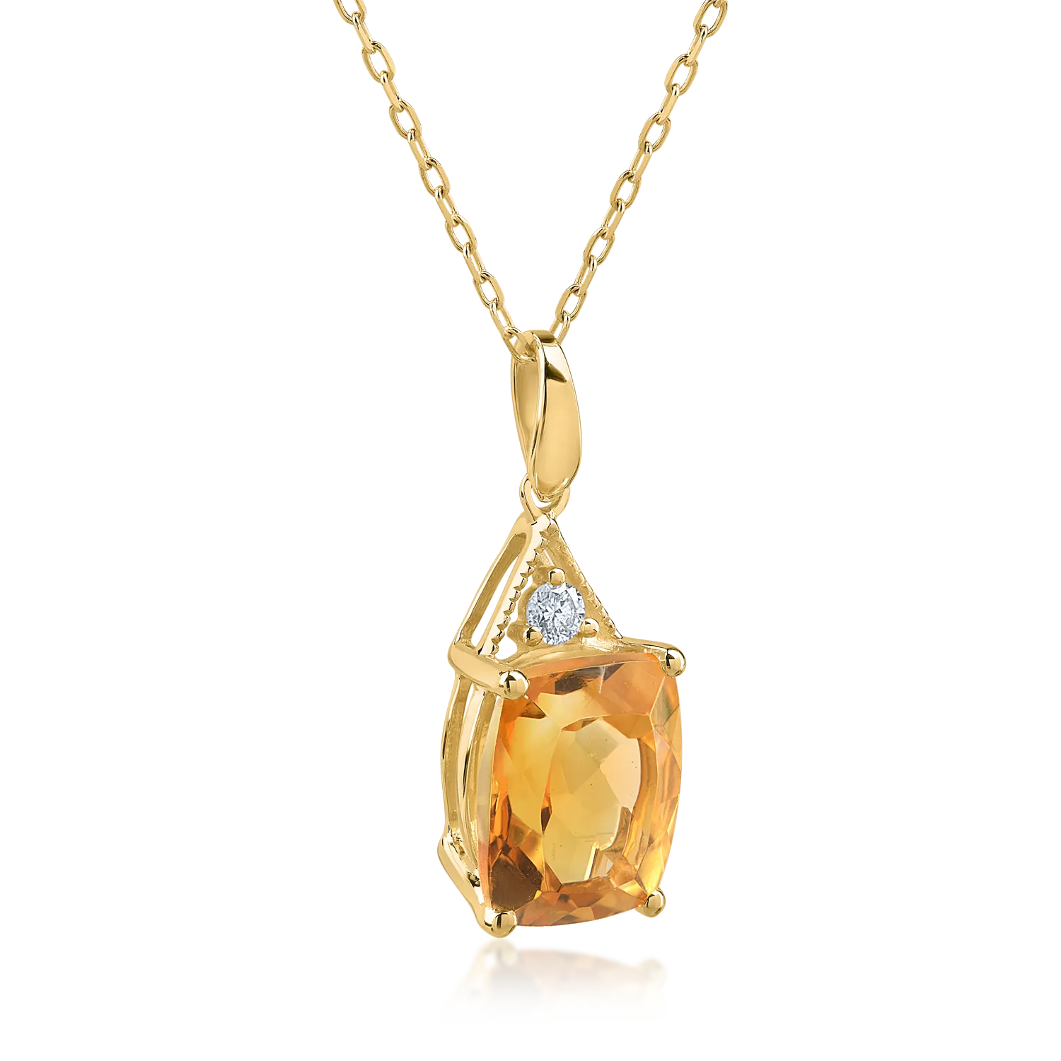 Колие с медальон от жълто злато с 2.27ct цитрин и 0.04ct диамант