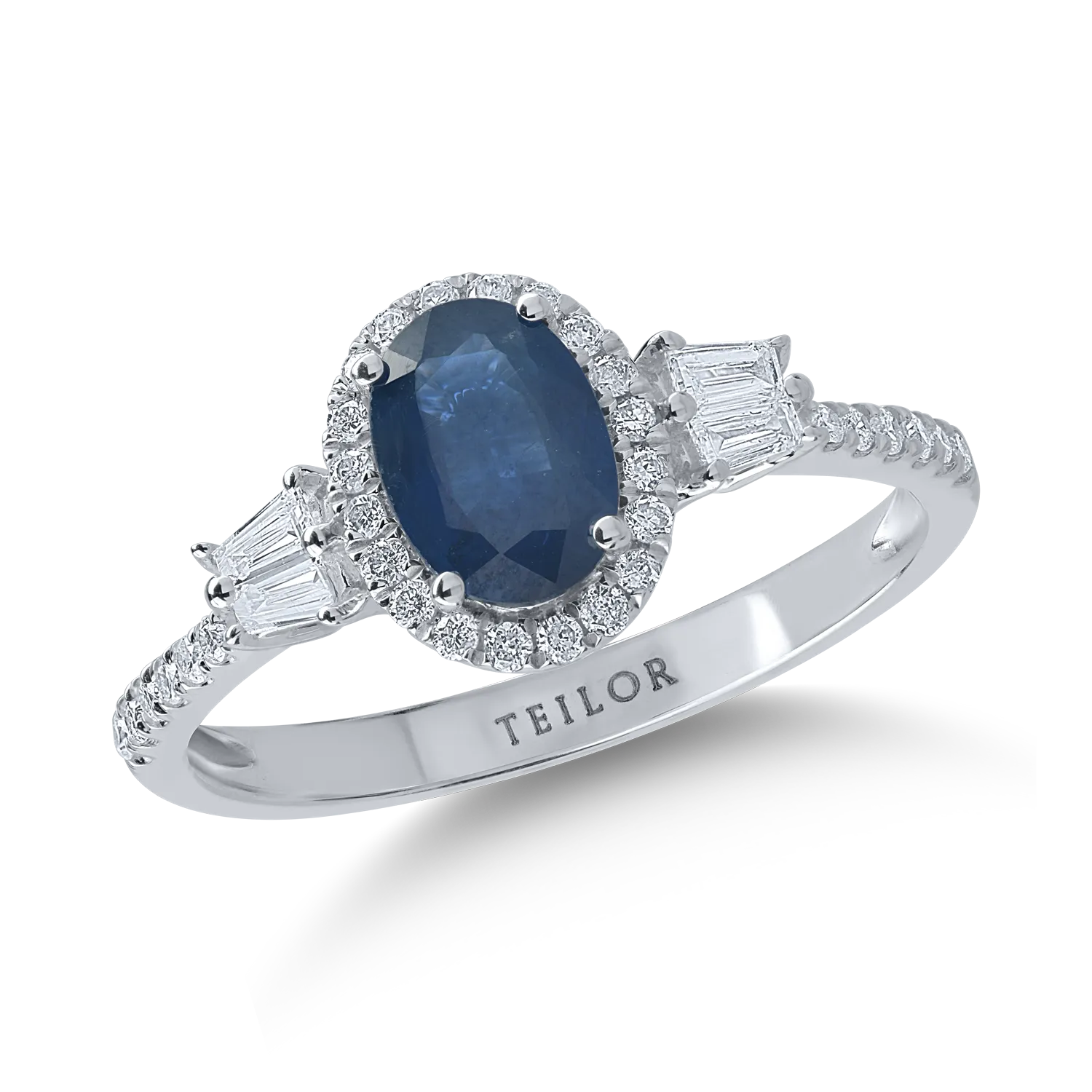 White gold ring with 0.98ct sapphire and 0.33ct diamonds